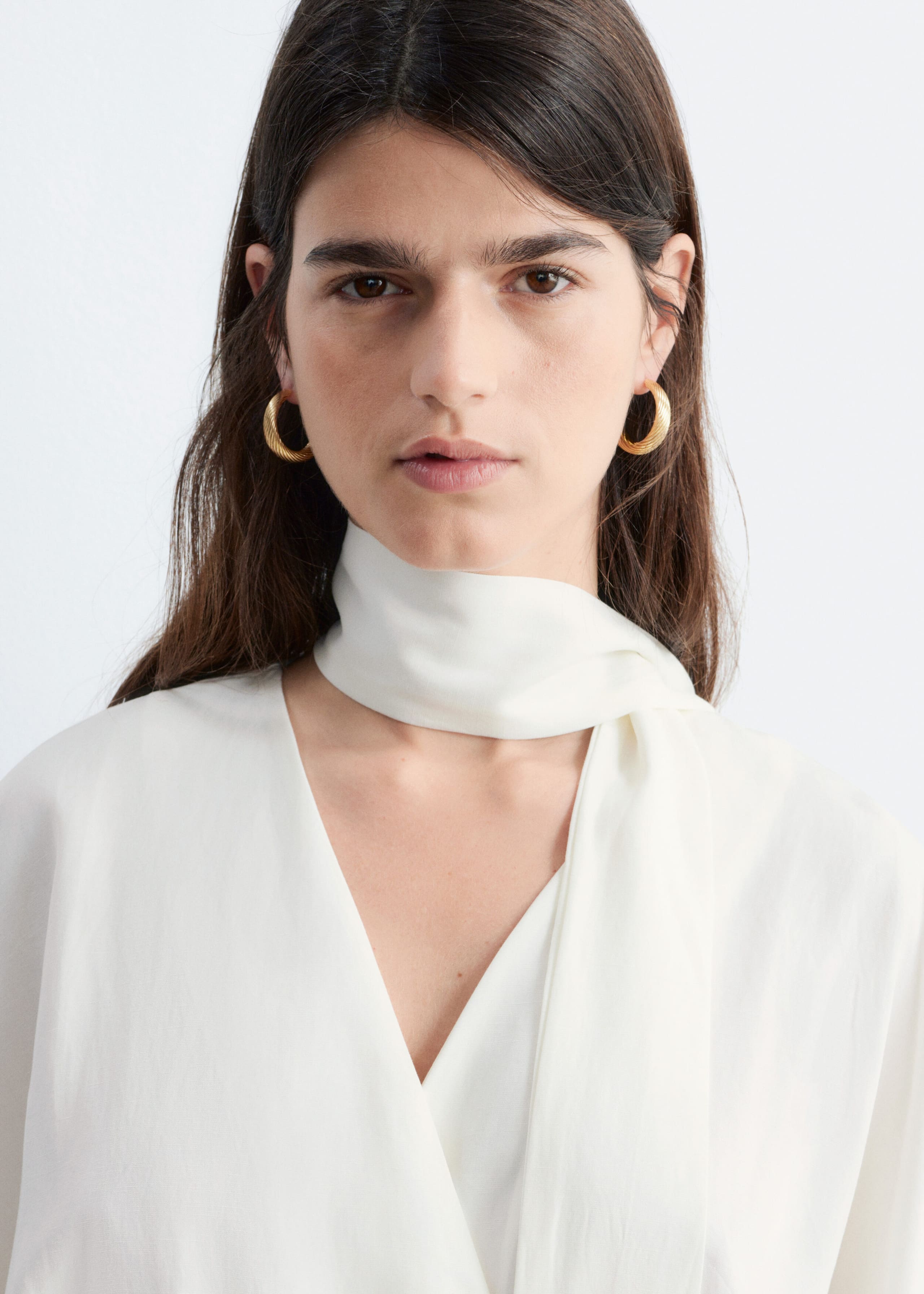 Image of Scarf-Detail Wrap Mini Dress