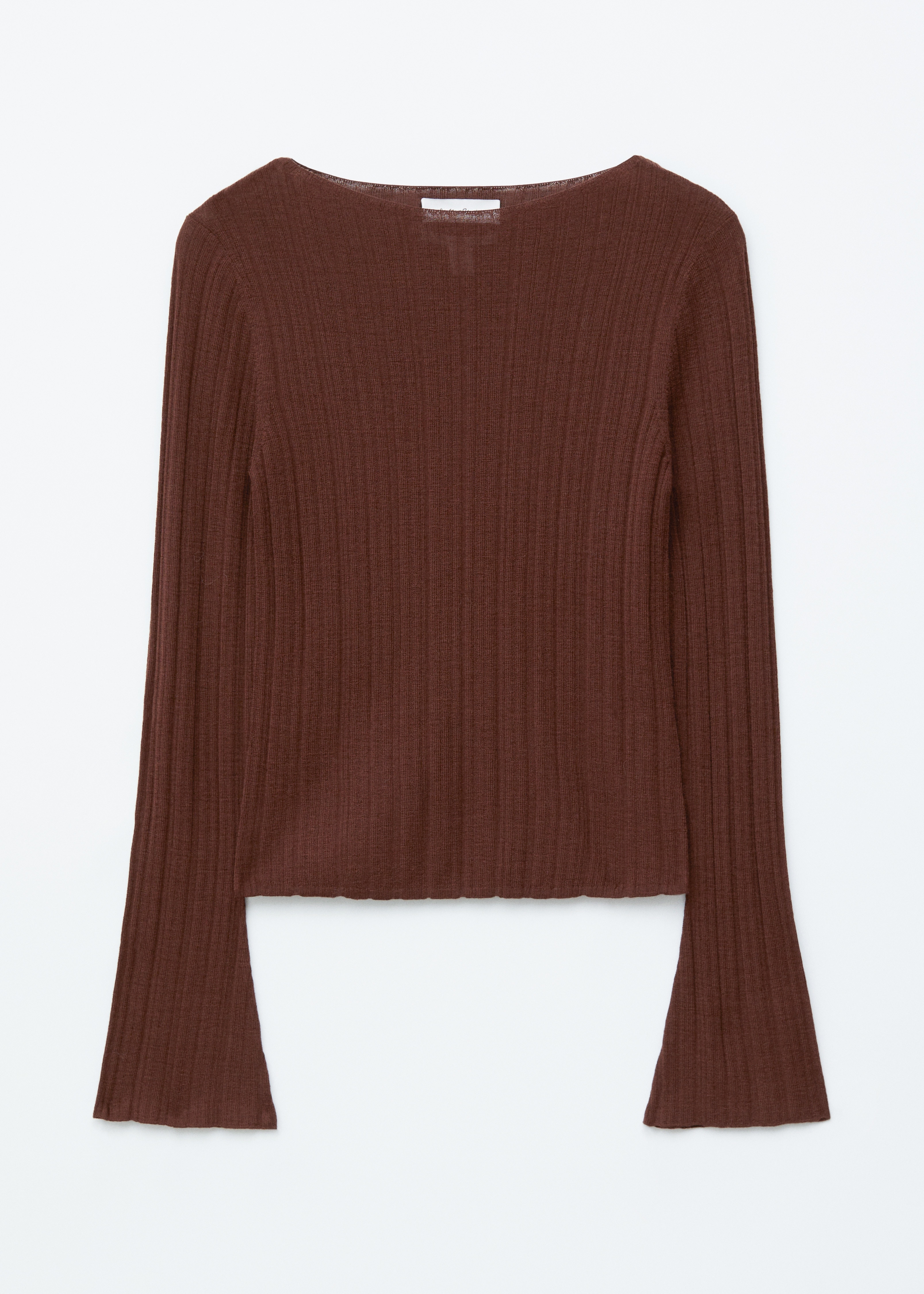 Rib-Knit Wool Boatneck Top - Maro închis/Roșu închis/Roșu