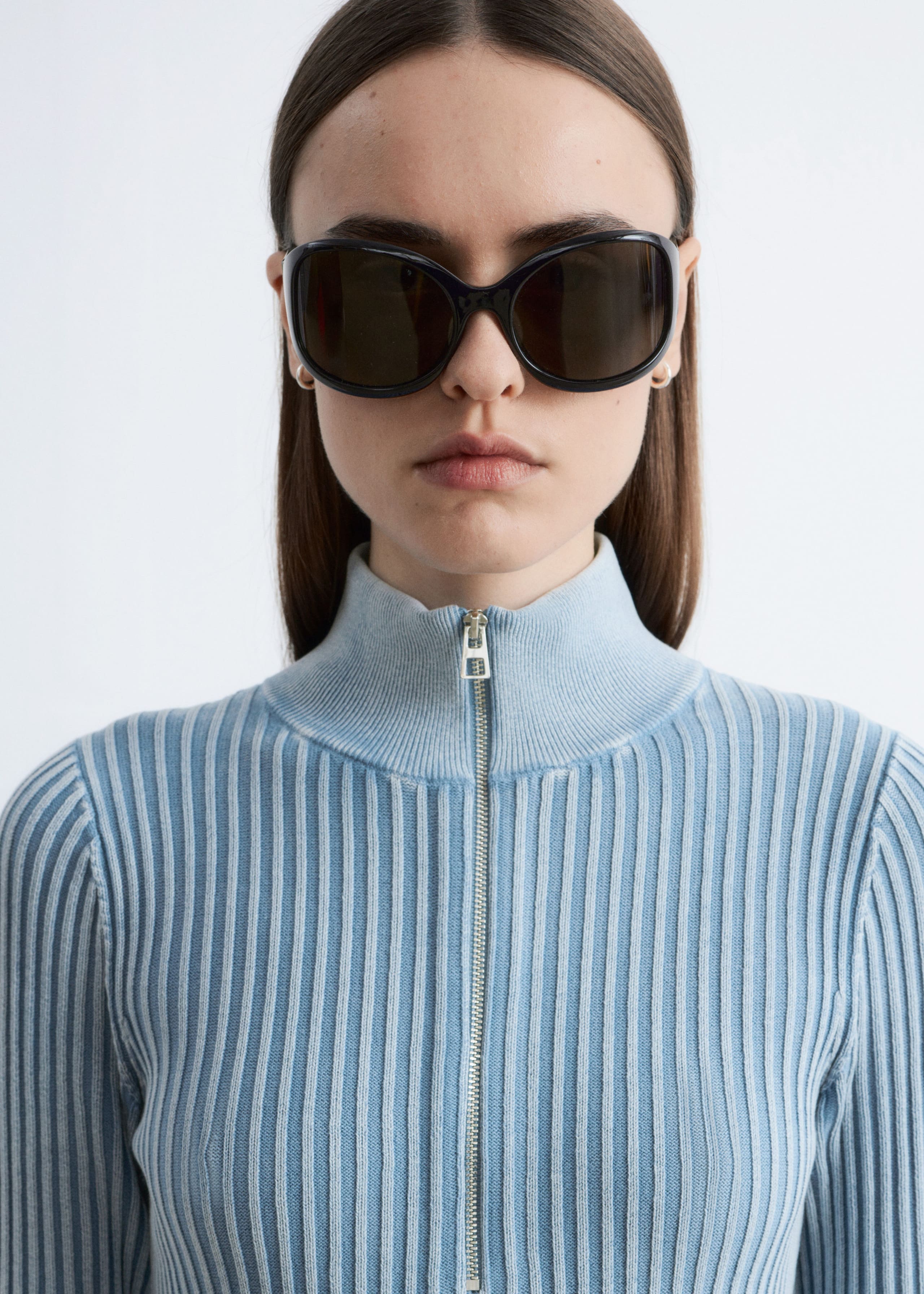 Image of Ribbed Zip-Up Maxi Dress