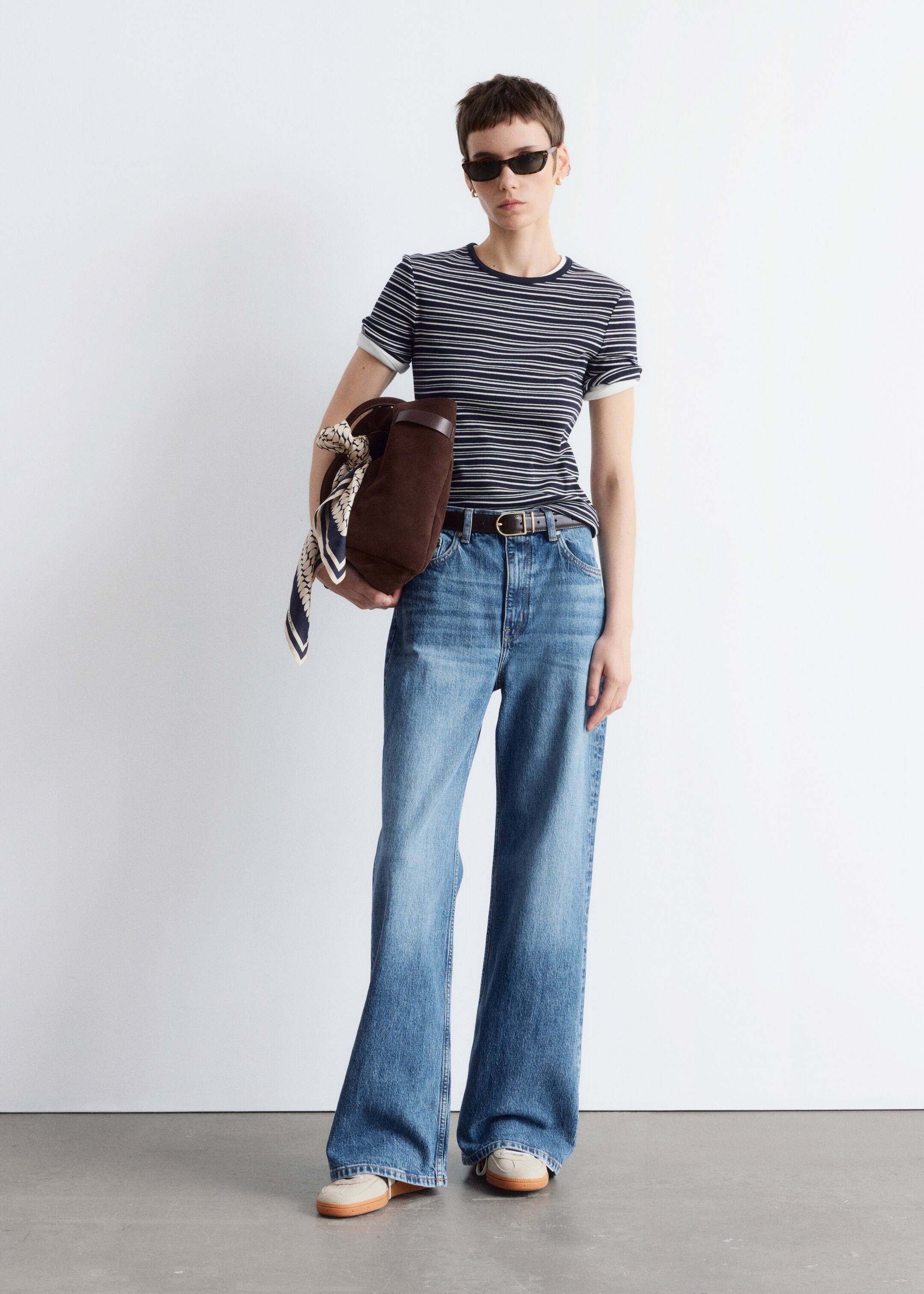 Agrandir l'image: T-shirt côtelé - Rayures bleu foncé / blanches - FEMME | H&M CH 3