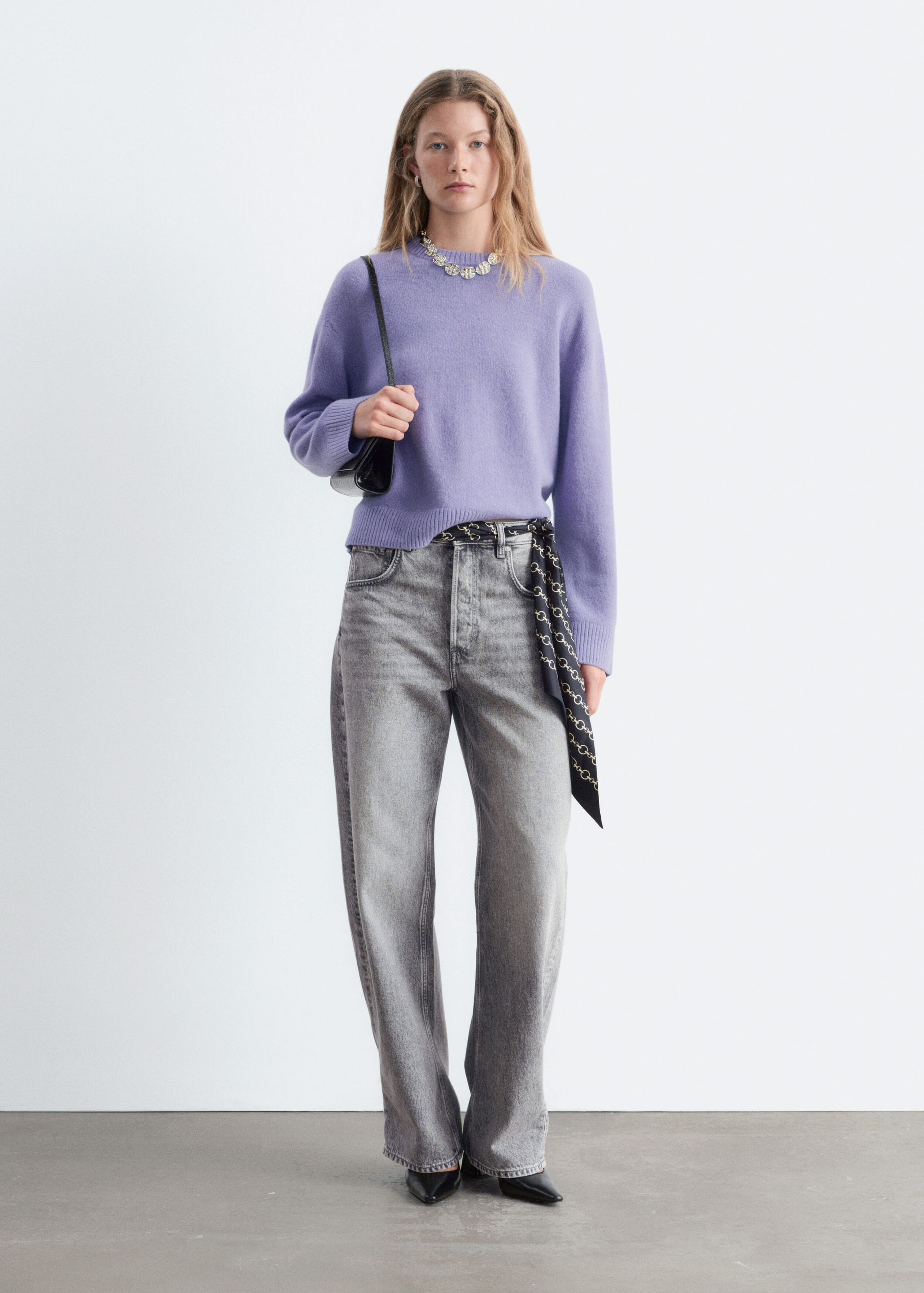 Kastenförmiger Strickpullover - Dunkelbraun - Lookbook