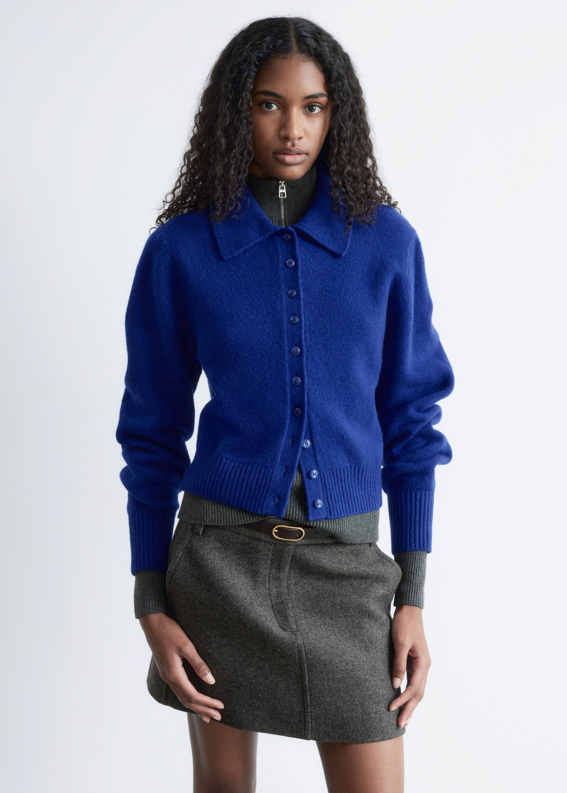 Προβολή μεγαλύτερης εικόνας: Πλεκτή Ζακέτα με Γιακά - Φωτεινό μπλε - Ladies | H&M GR 2