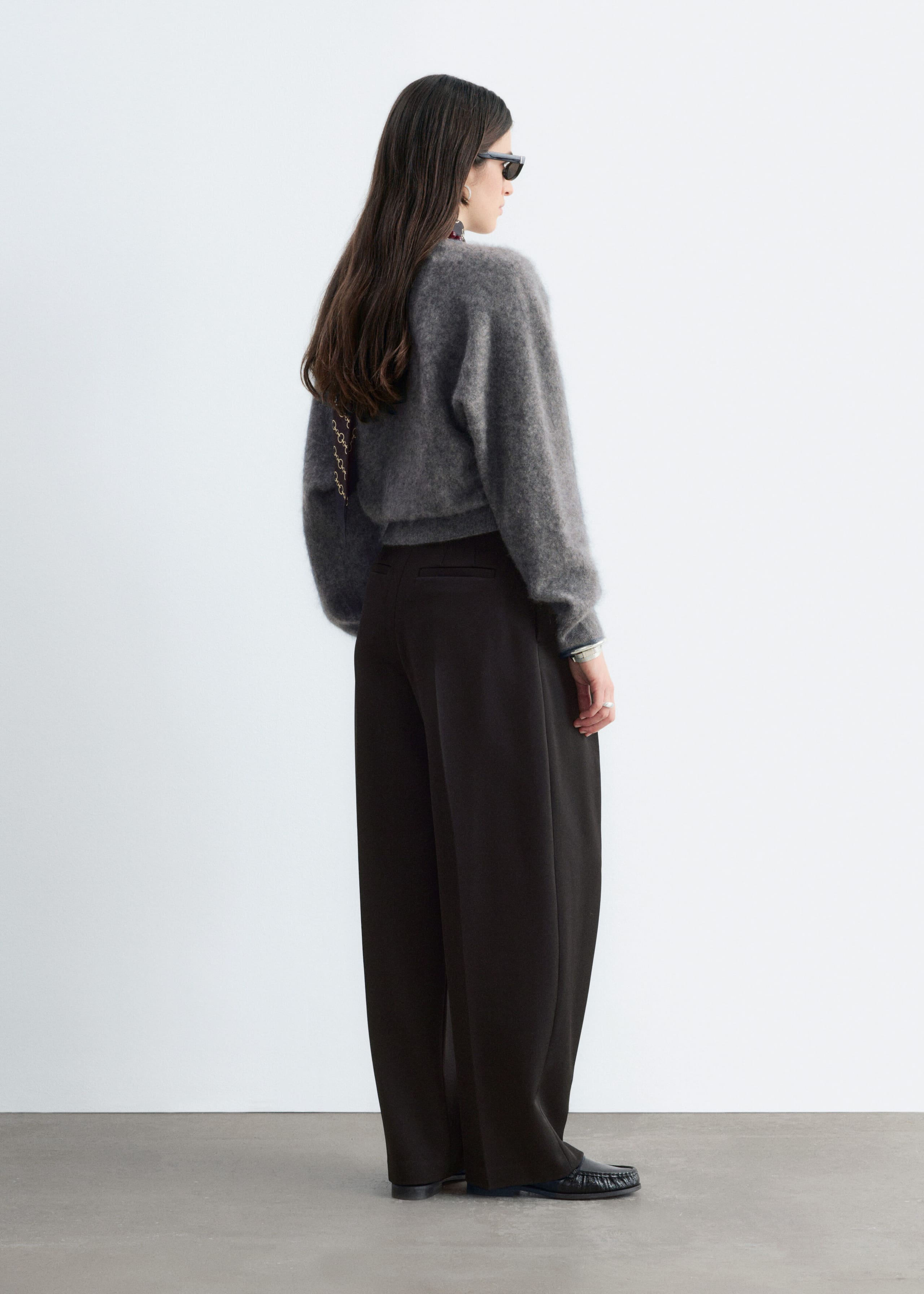 Brushed Cashmere V-Neck Jumper - Grey - Still Life