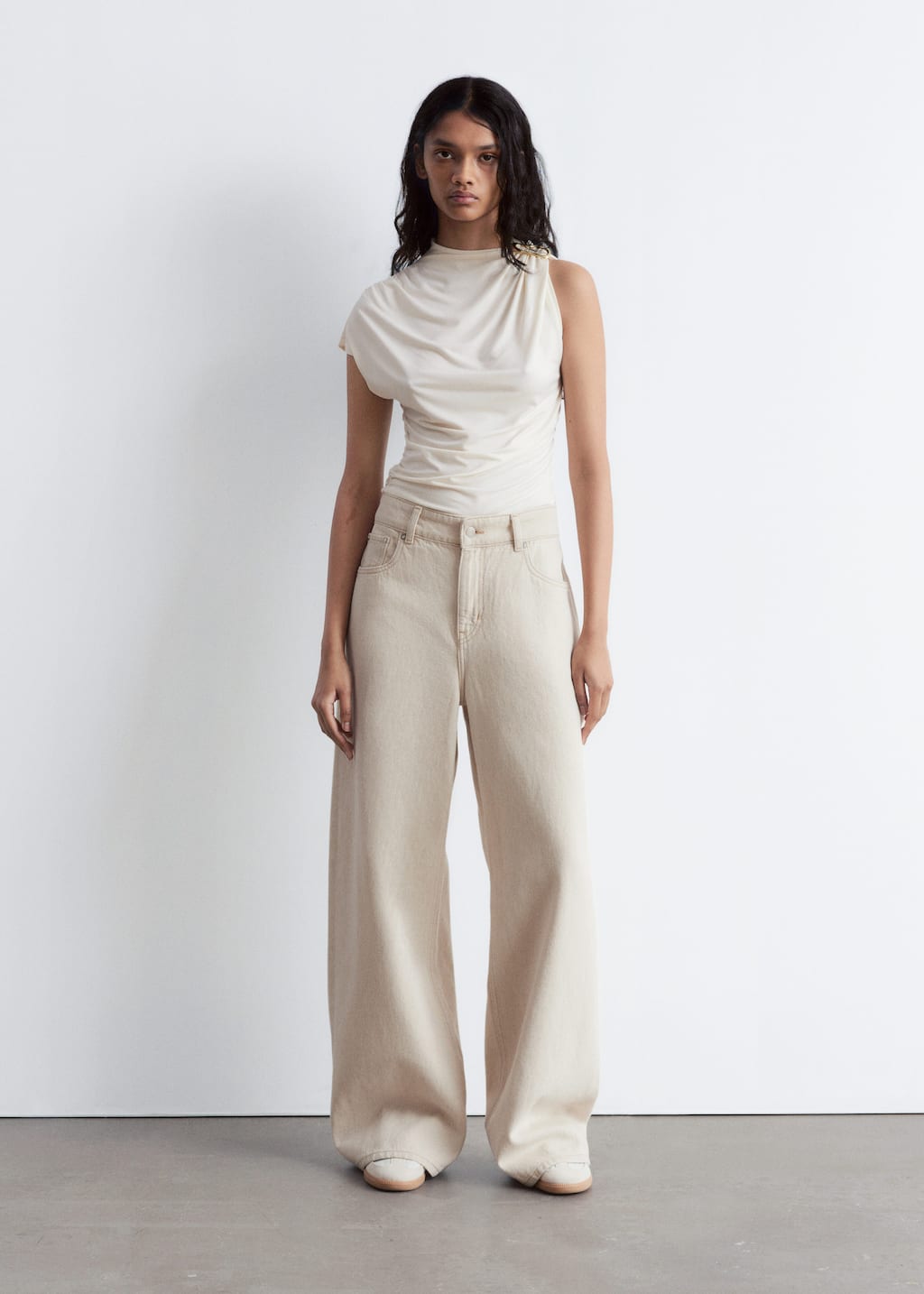 Ruche Gold-Buckle Top - White - Lookbook