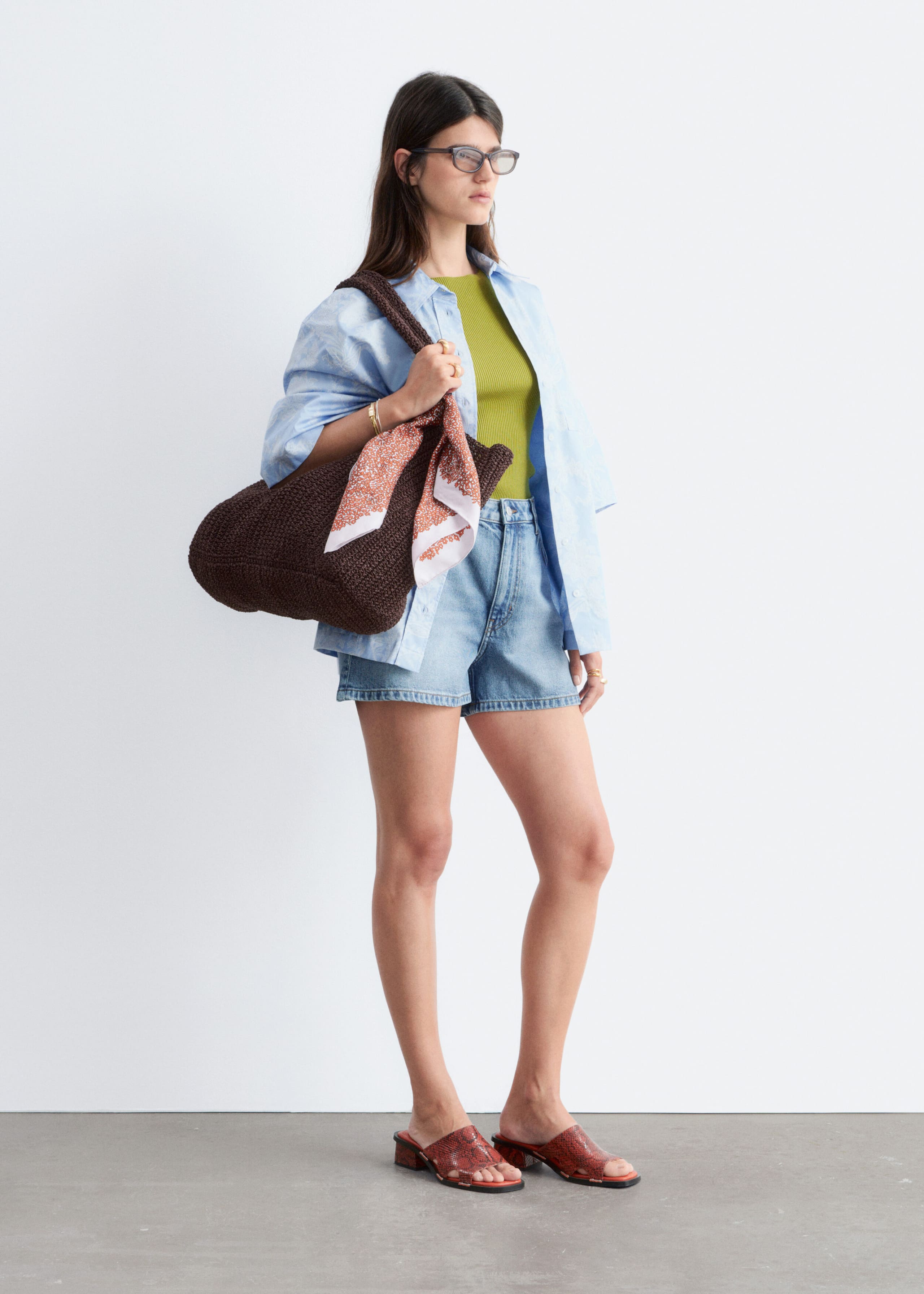 Relaxed Denim Shorts - Black - Lookbook