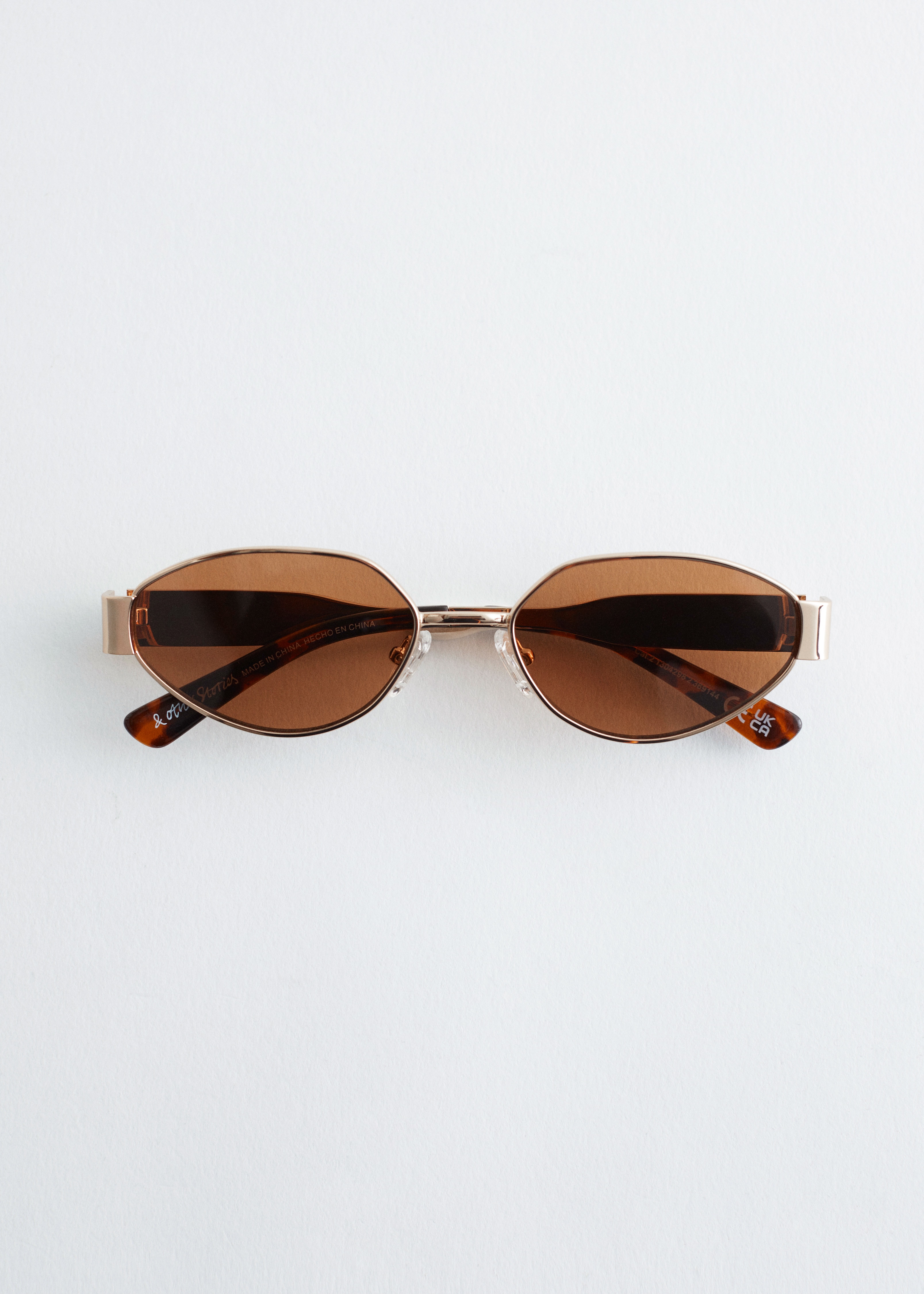 Occhiali da sole con montatura ovale in metallo - Oro/Marrone