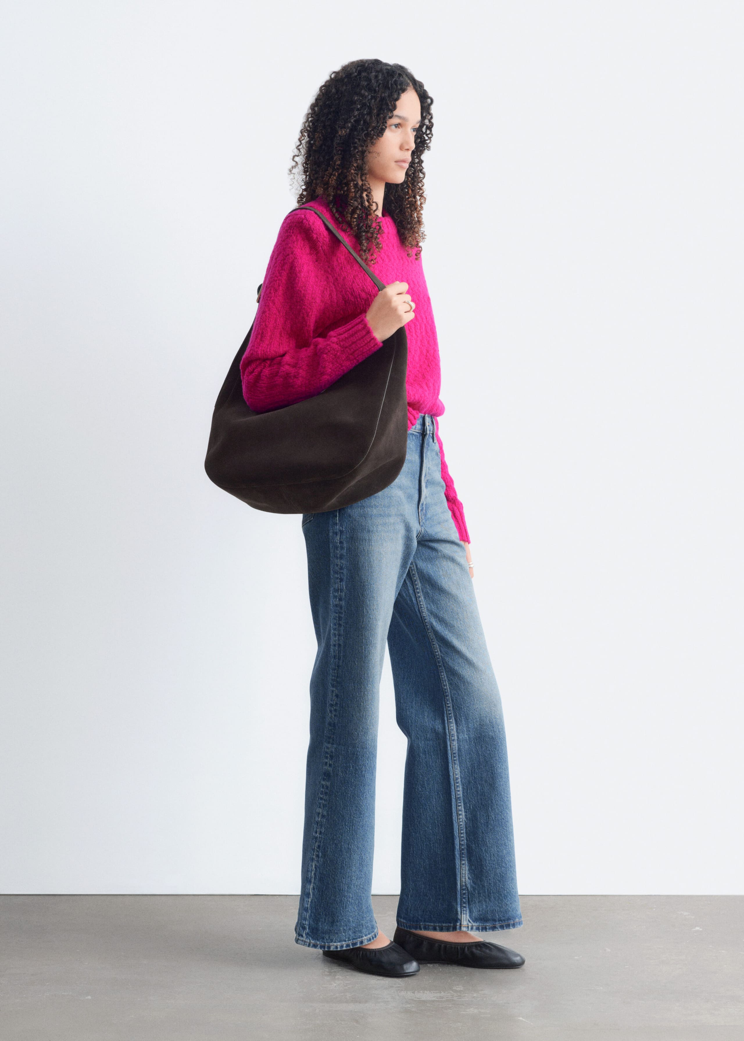 Bouclé-Pullover aus Wolle und Baumwolle - Dark Pink - Lookbook