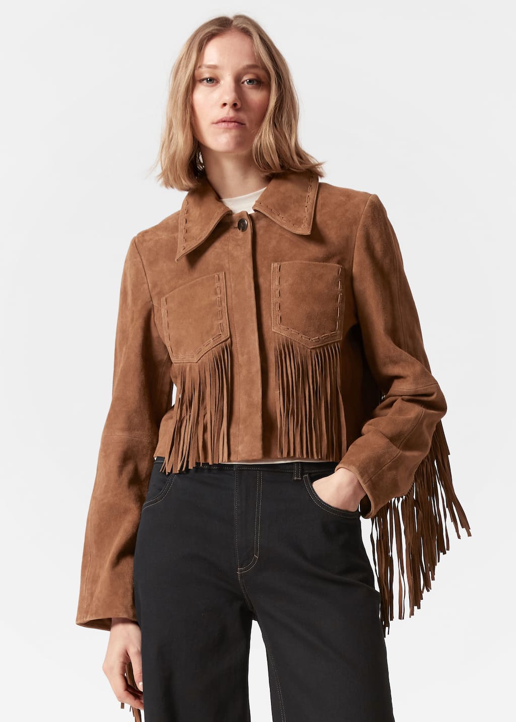 Image of Fringe Suede Jacket