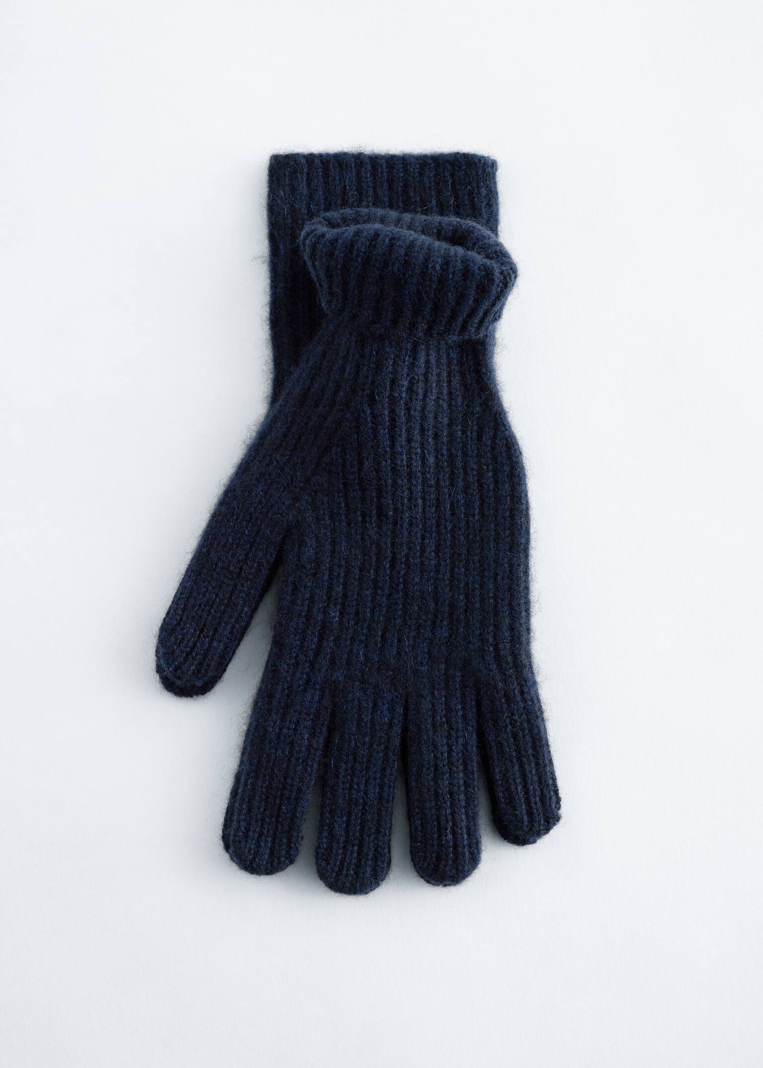 Rippstrickhandschuhe aus Kaschmir - Navyblau/Schwarz - 2