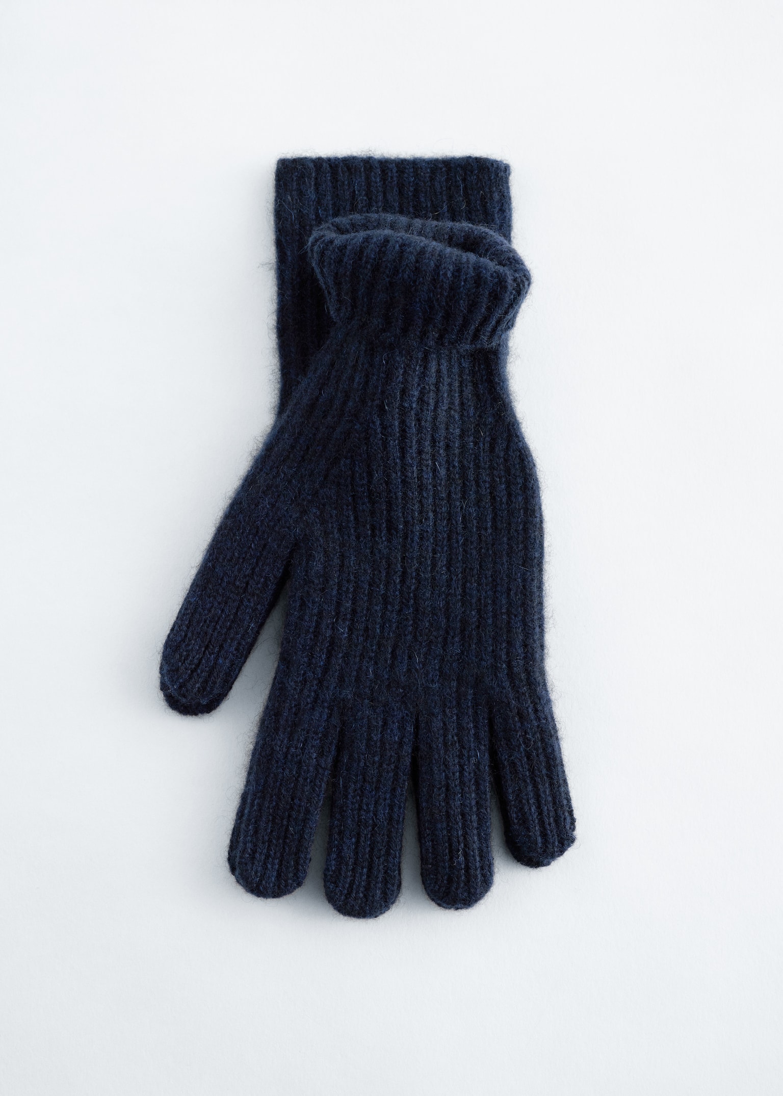 Ribbed Cashmere Gloves - Navy Blue/Dark Brown/Black/Mole - 2