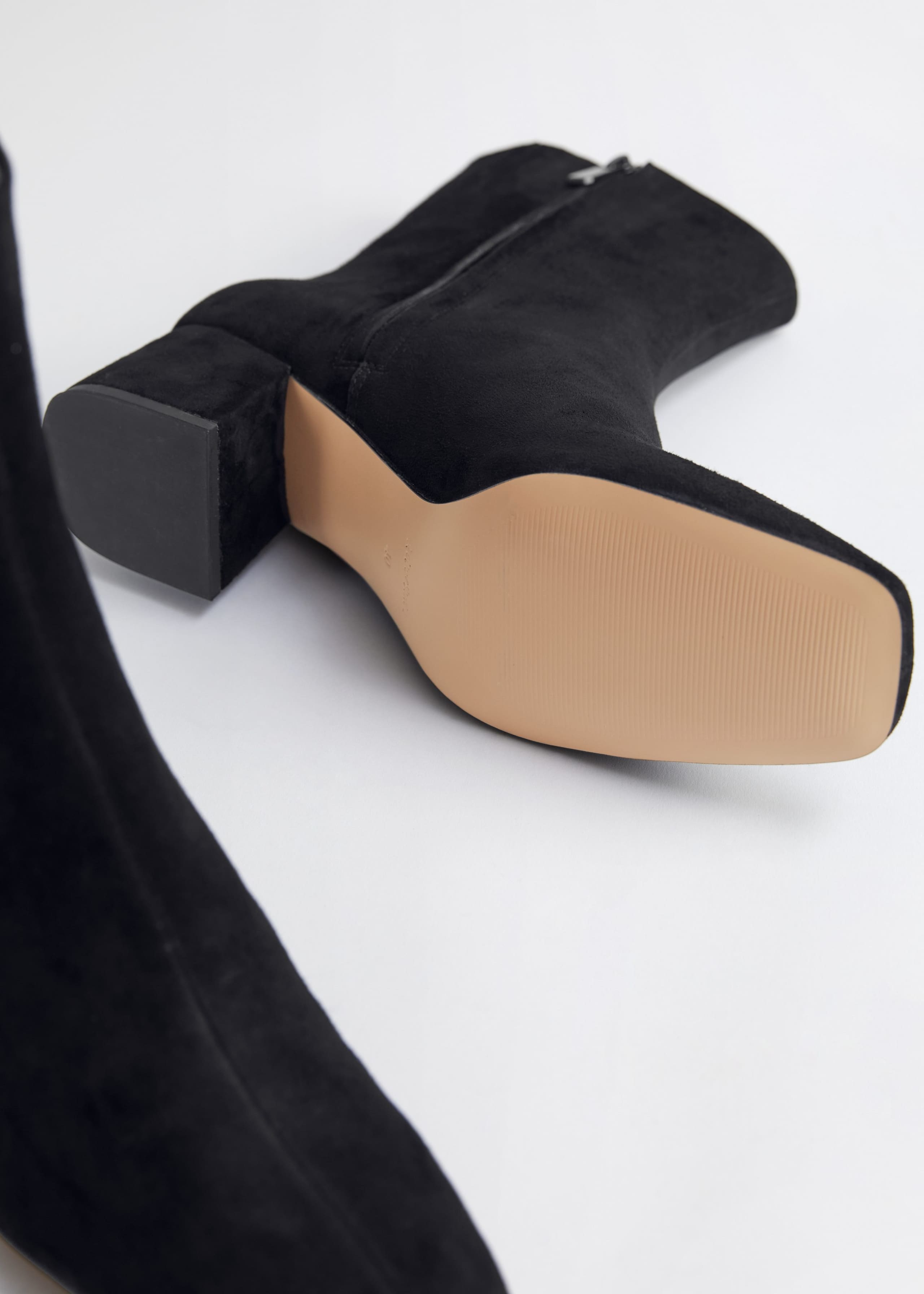 Block Heel Leather Boots - Leather - Natura morta
