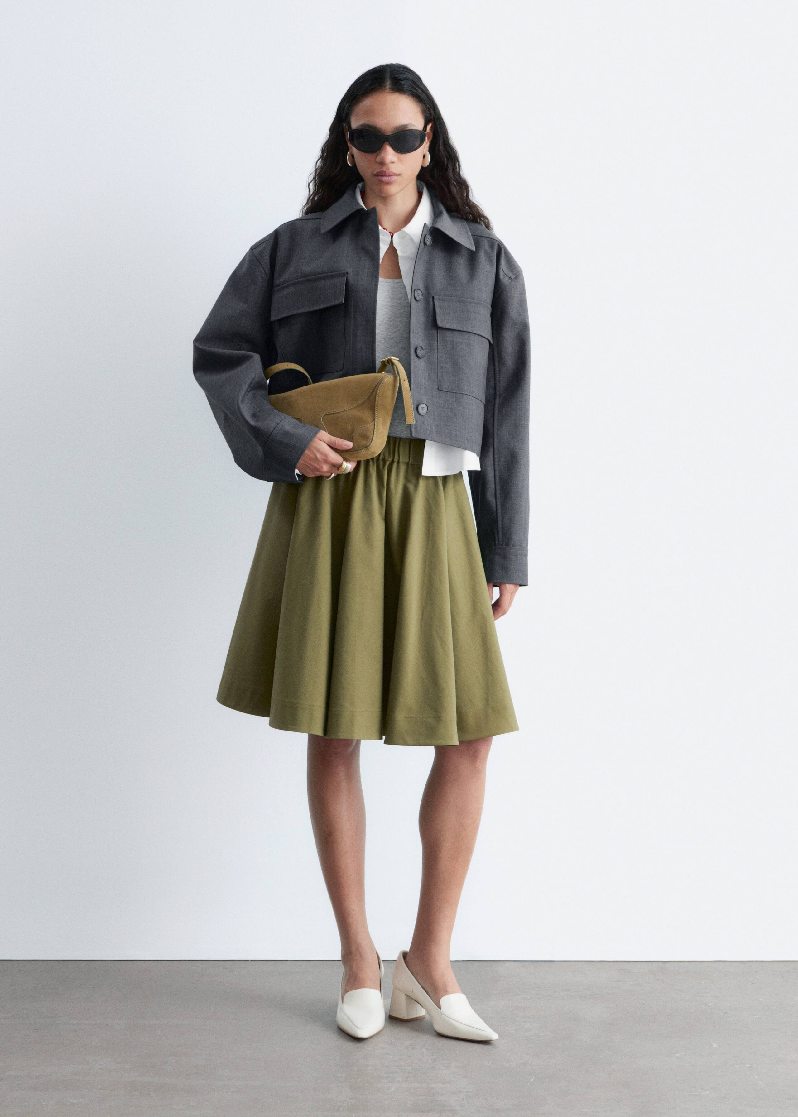 Image of Flared Knee-Length Skirt