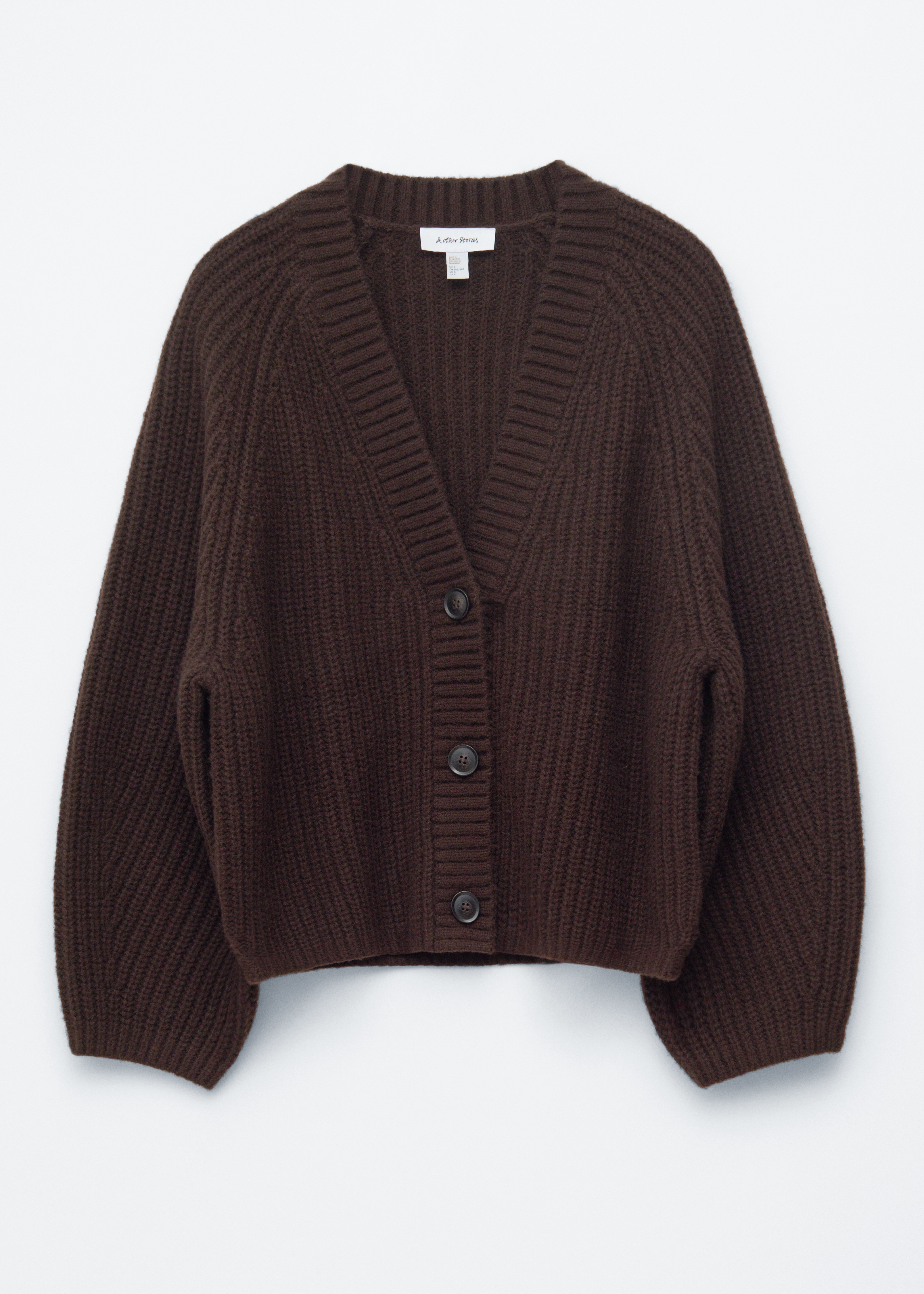 Cárdigan de punto de canalé grueso - Marrón oscuro/Azul jaspeado