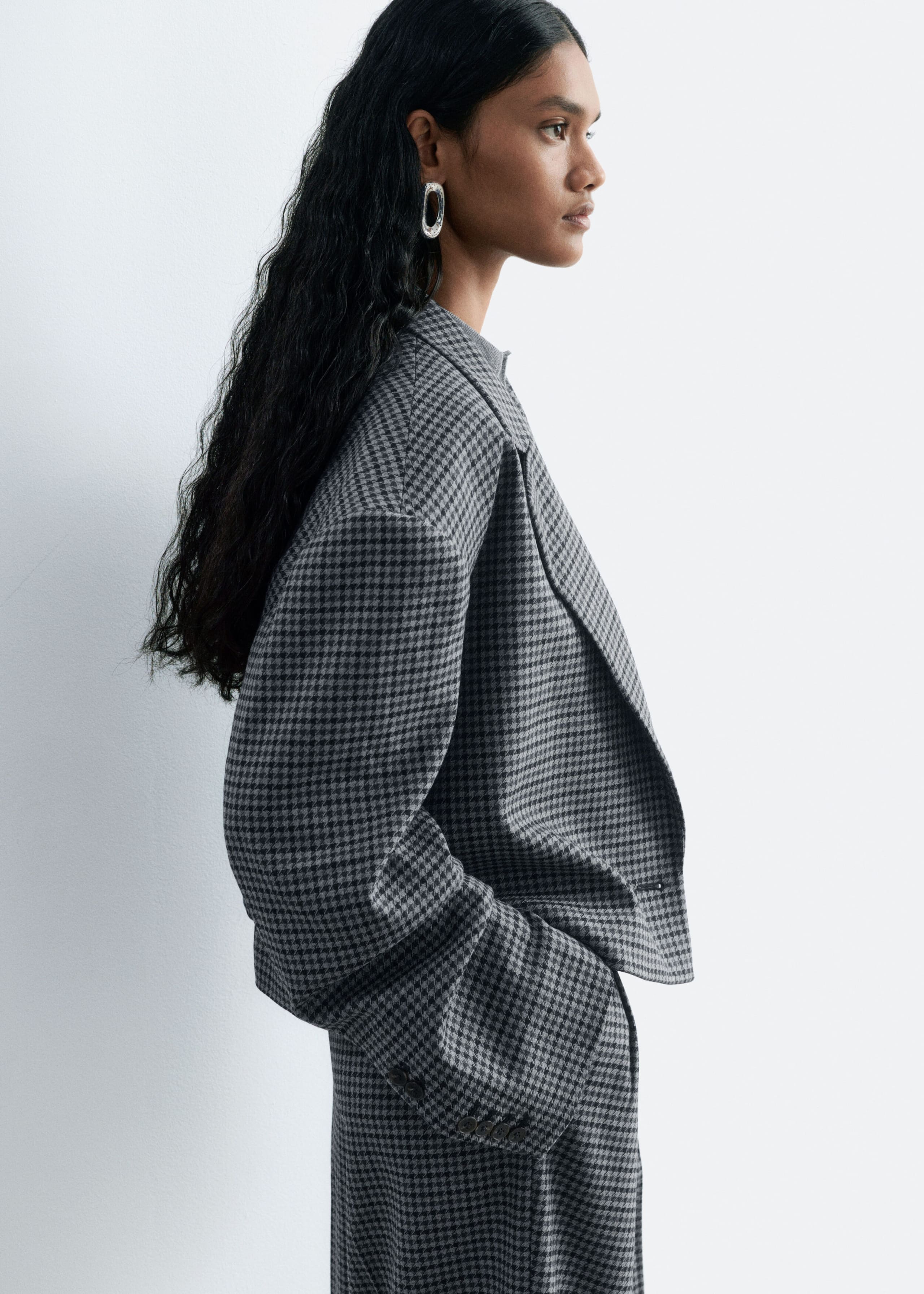 Krótka marynarka w pepitkę – Szary/Kratka – Lookbook
