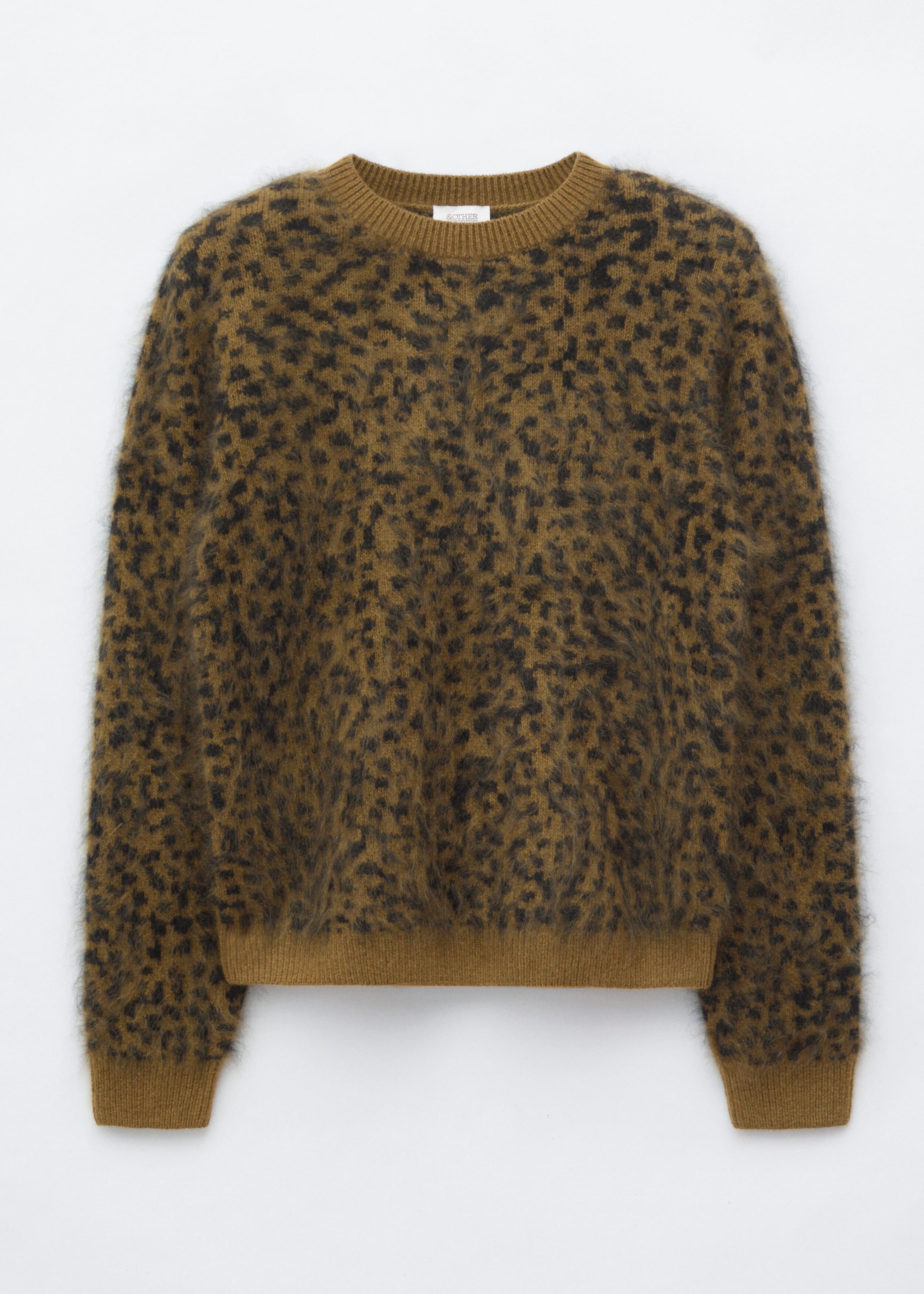 Pullover aus Merinowolle - Khaki/Leopardenmuster - Stillleben