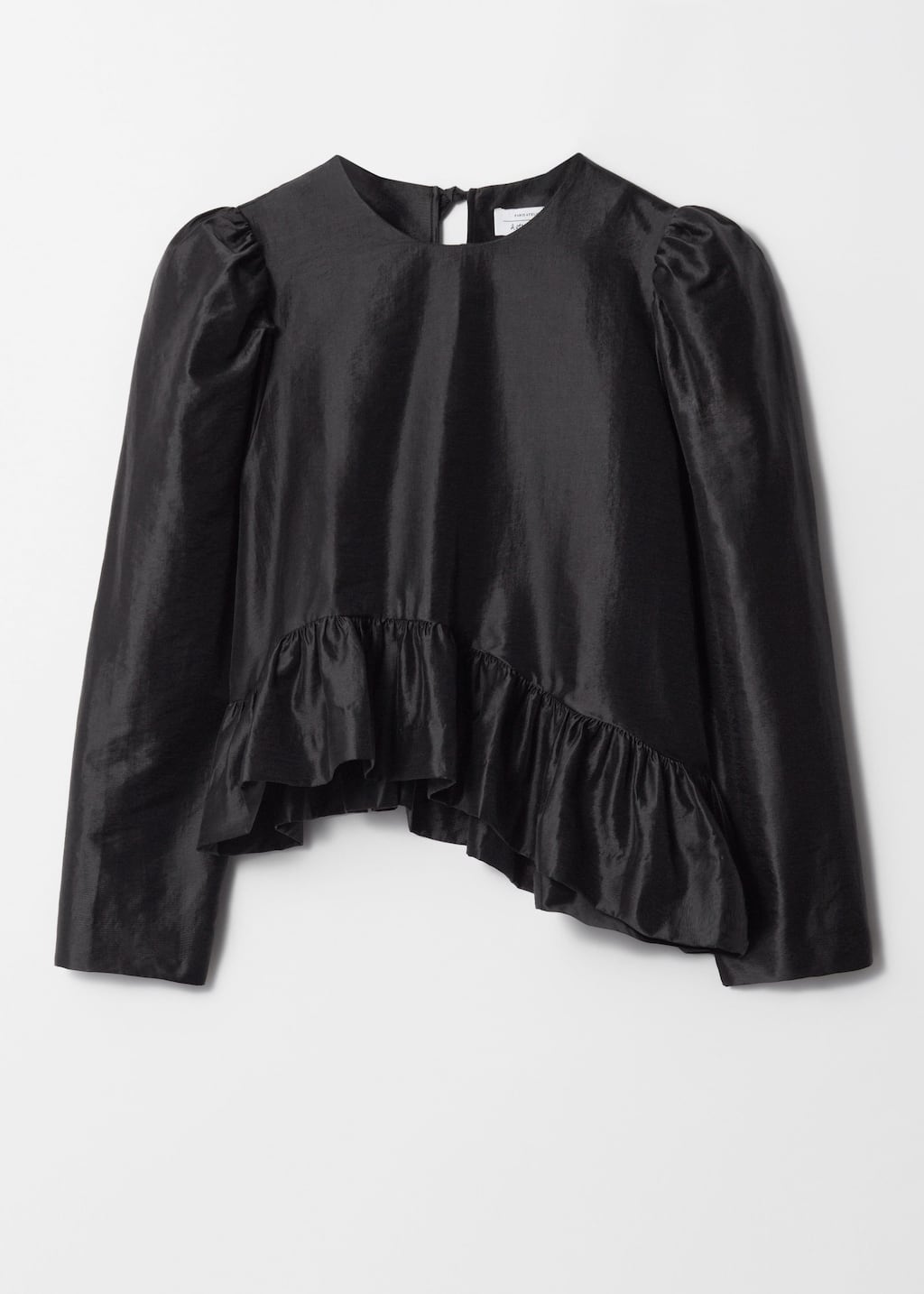 Blusa asimmetrica con baschina con volant - Nero - Natura morta