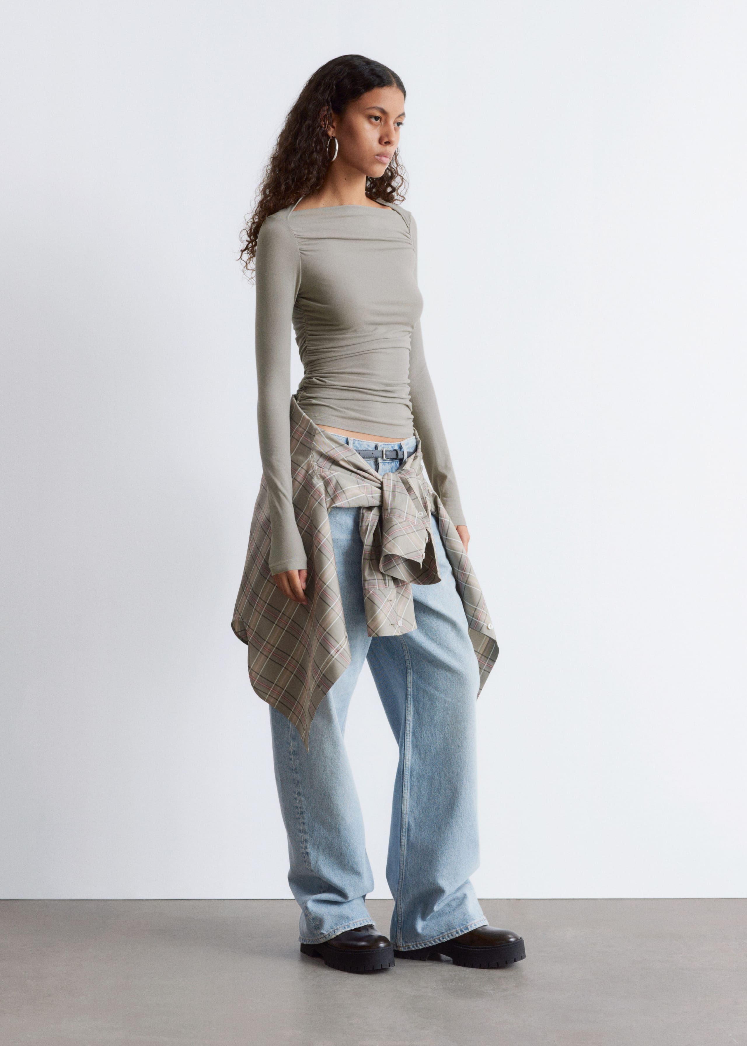 Image of Ruched Boatneck Top