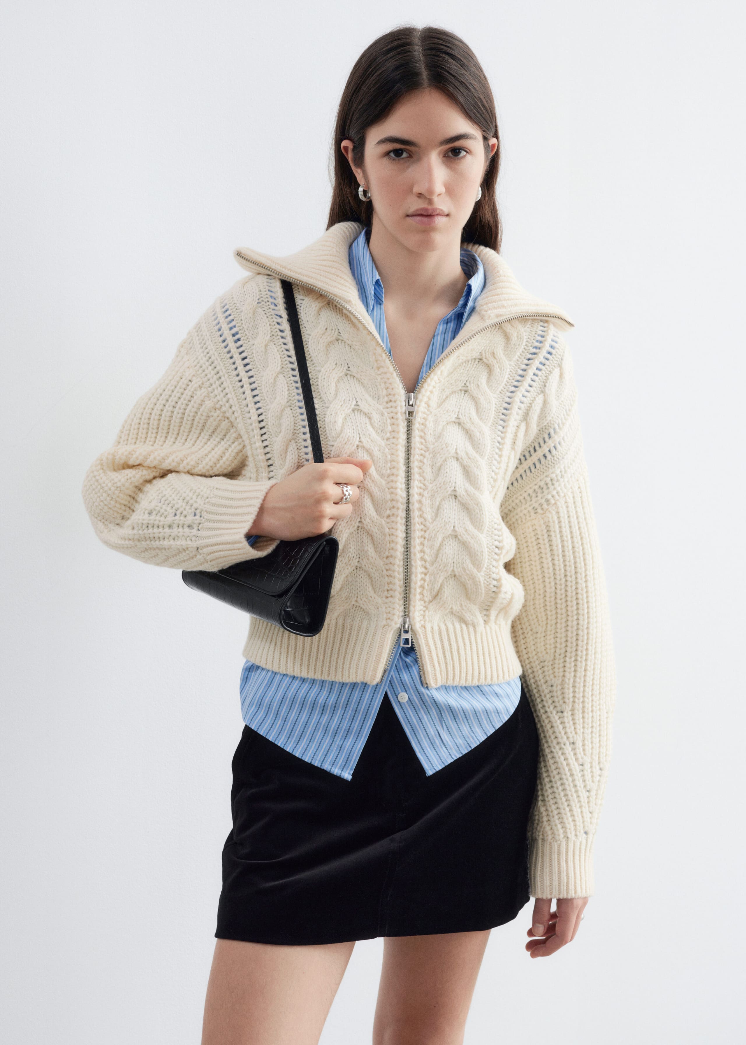 Cable-Knit Wool Cardigan - Off White - Lookbook