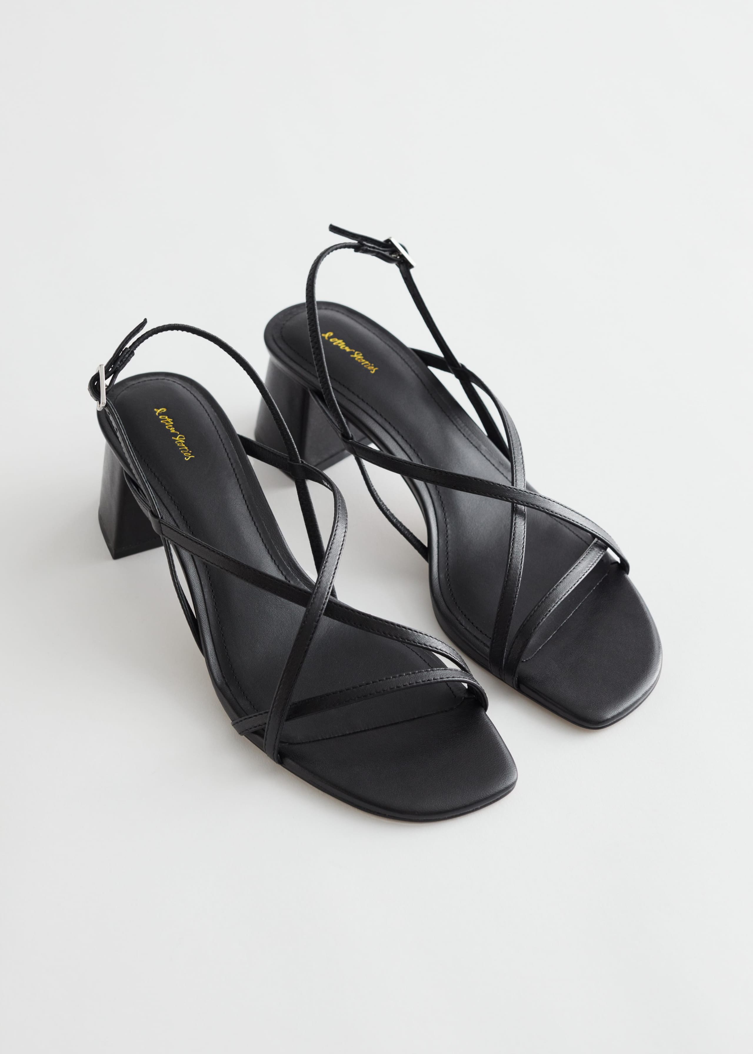 Image of Strappy Block Heel Leather Sandals