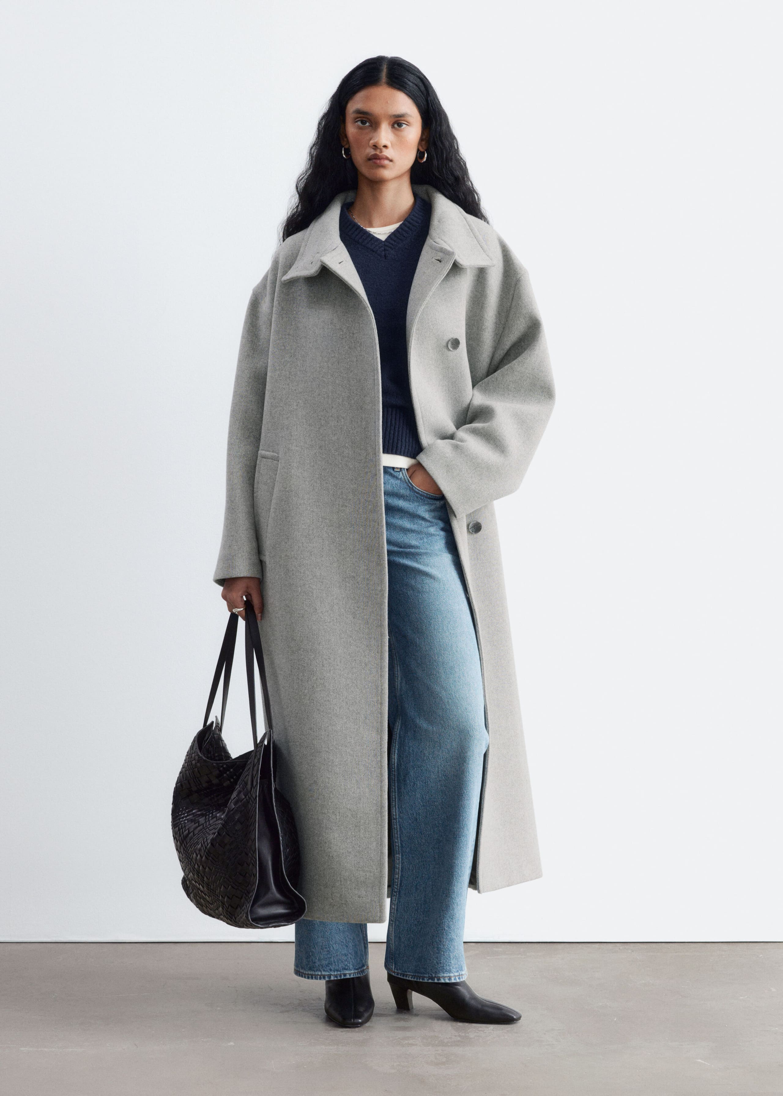 Oversized Coat - Light Grey - Lookbook