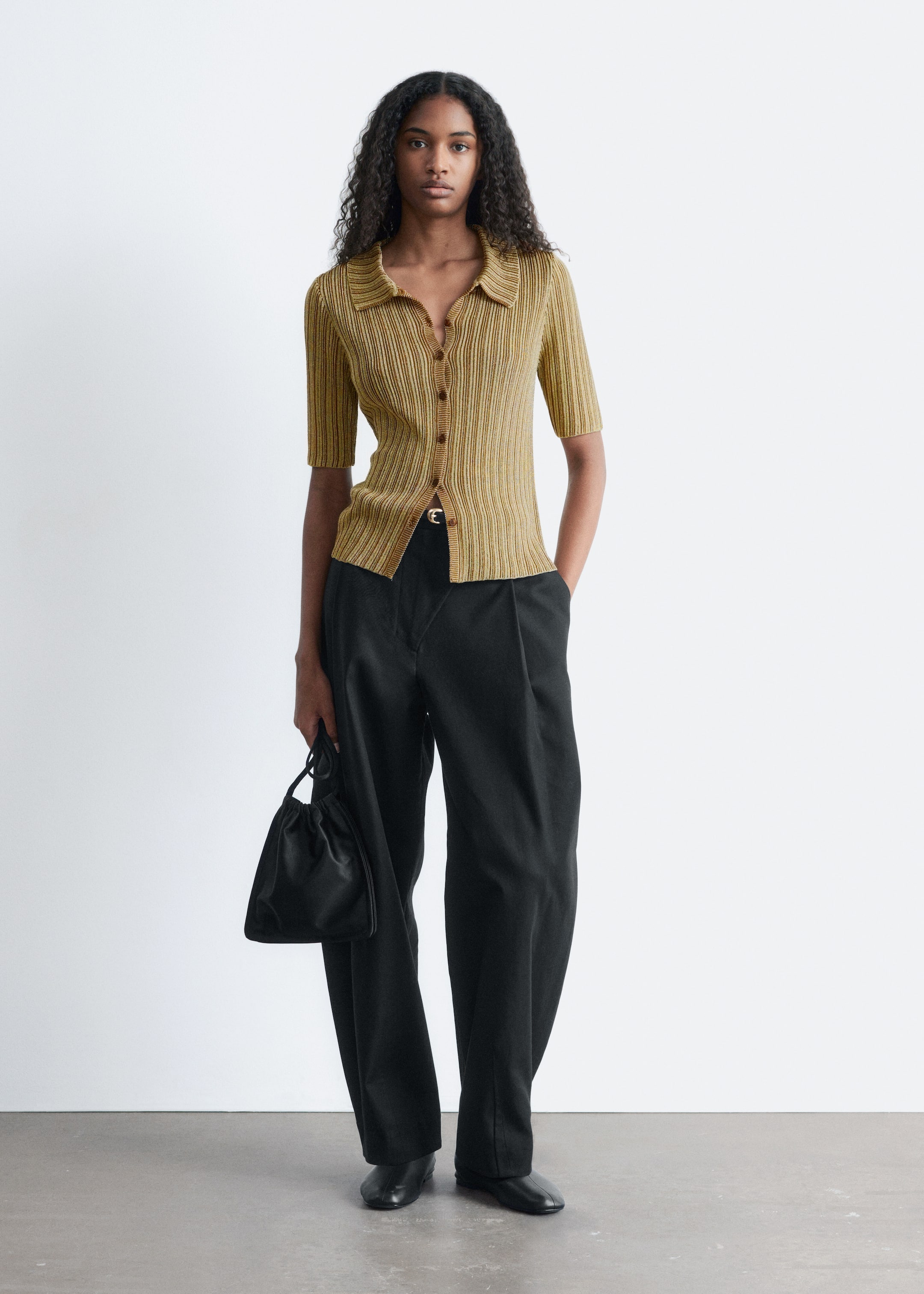 Ingrandisci l'immagine: Rib-Knit Lurex Top - Beige - DONNA | H&M CH 1