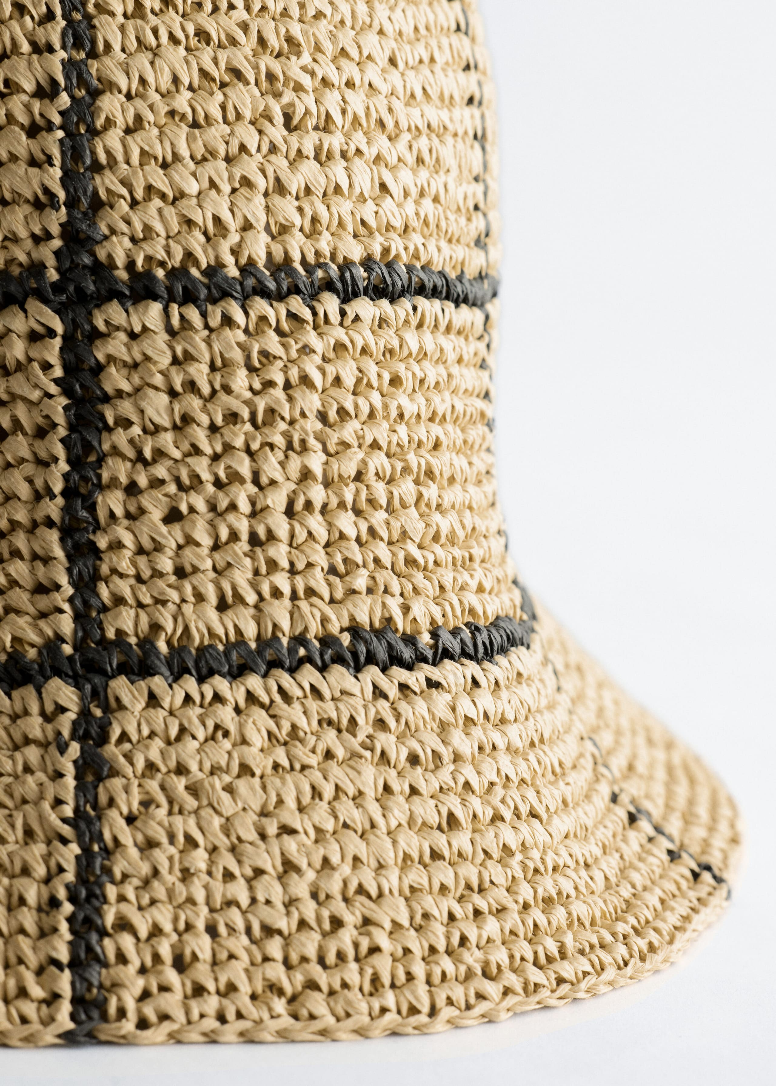 Woven Straw Bucket Hat - Black - Still Life