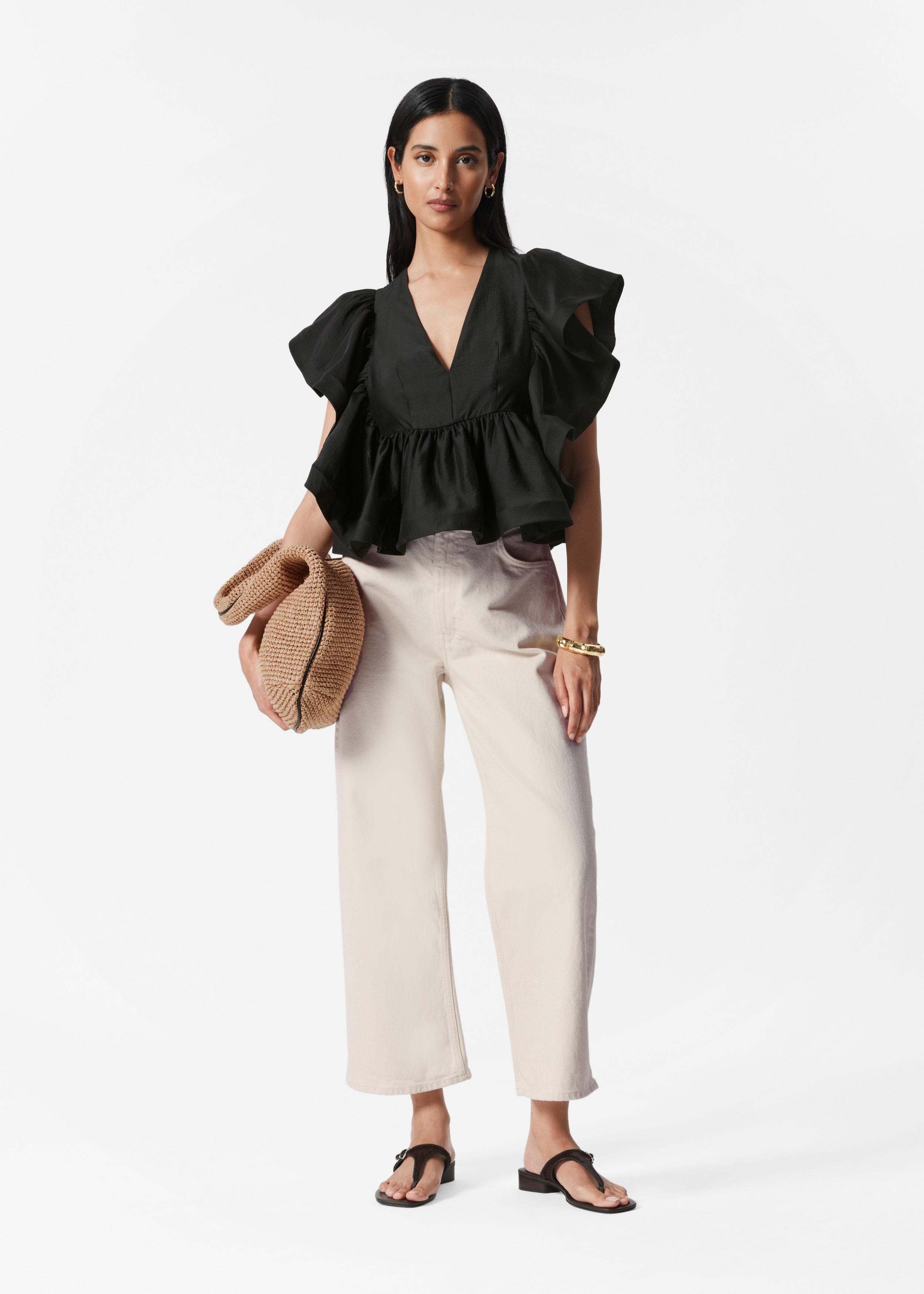 Image of Blouse volantée à col en V