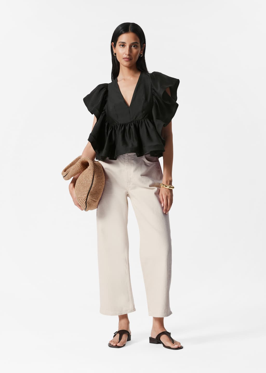 Image of Ruffle V-Neck Blouse