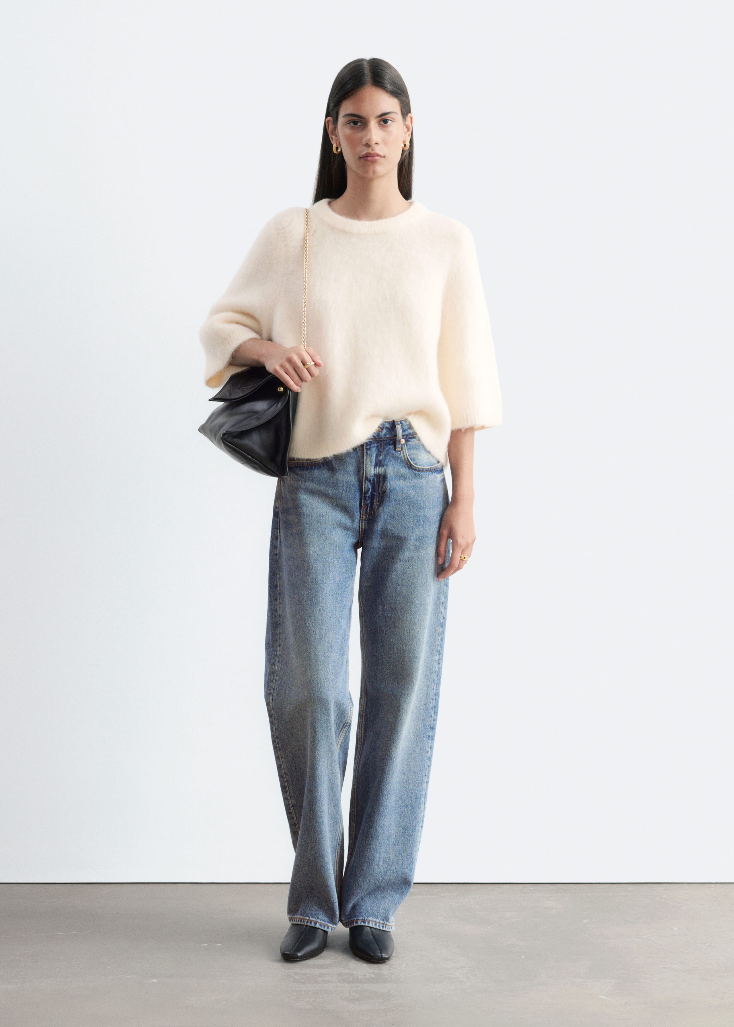 Mohair-Blend Knitted T-shirt - Cream - Lookbook