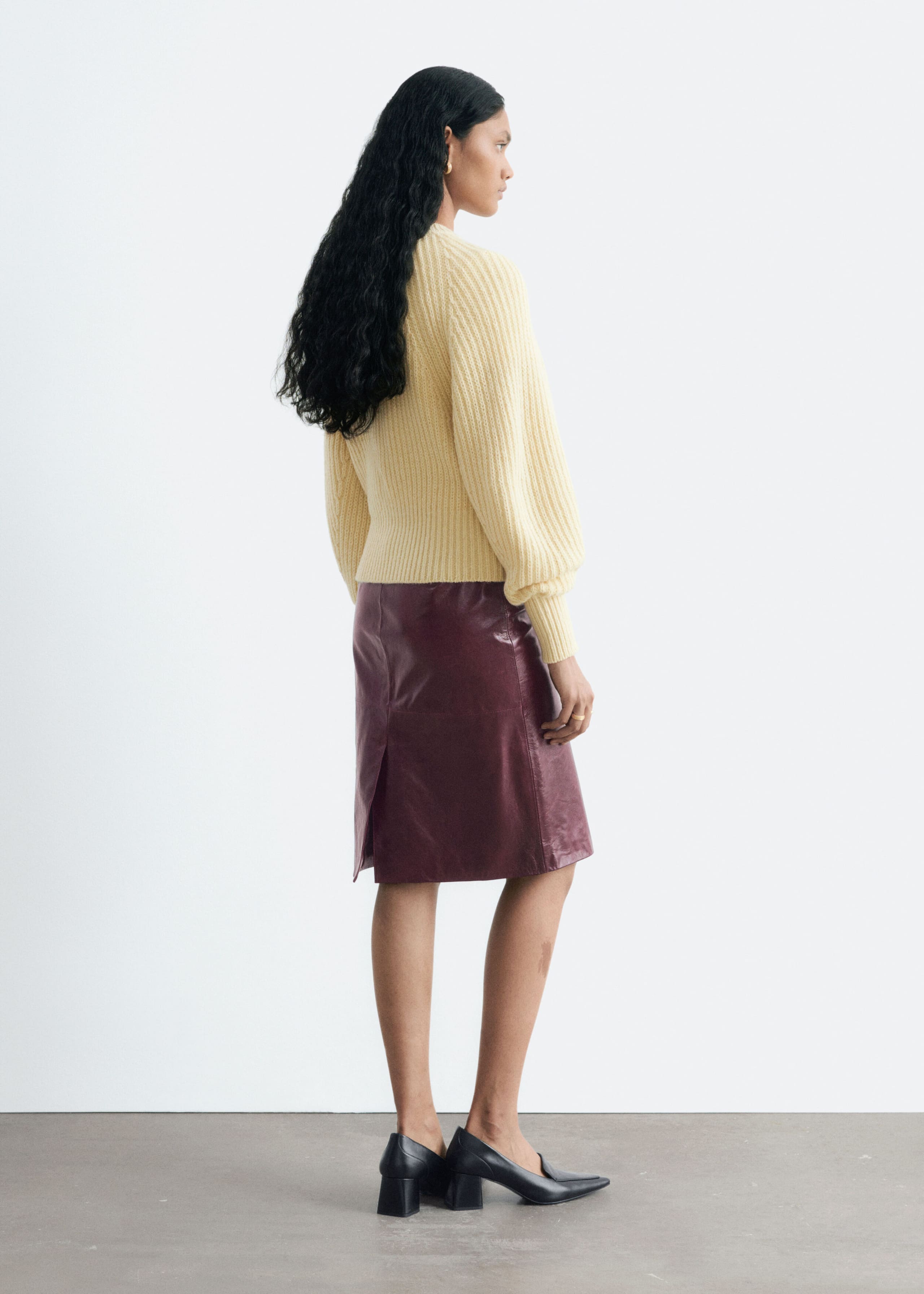 Pull en mélange de laine et de coton - Jaune beurre - Lookbook