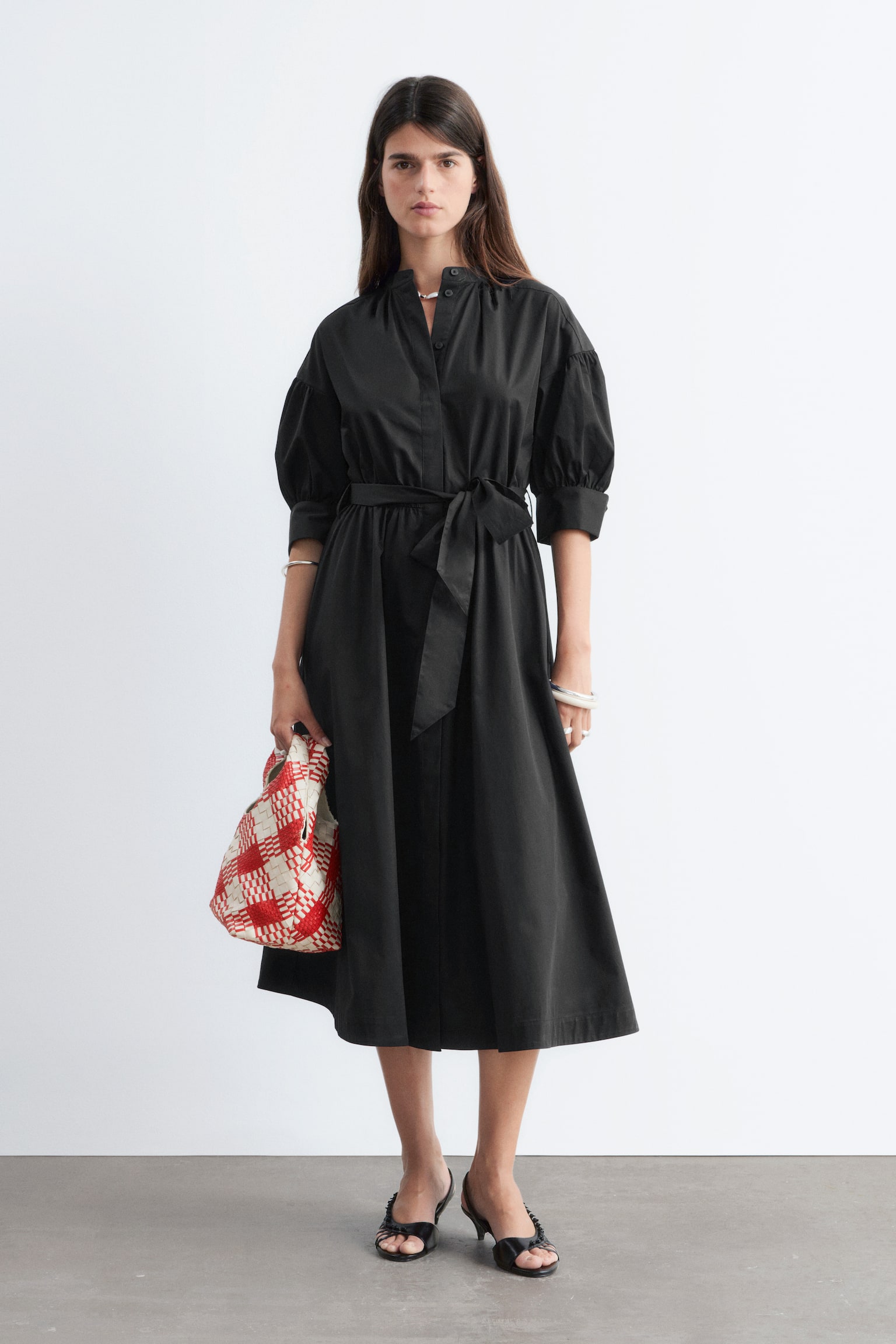 Maxiklänning i bomull-Svart - 6