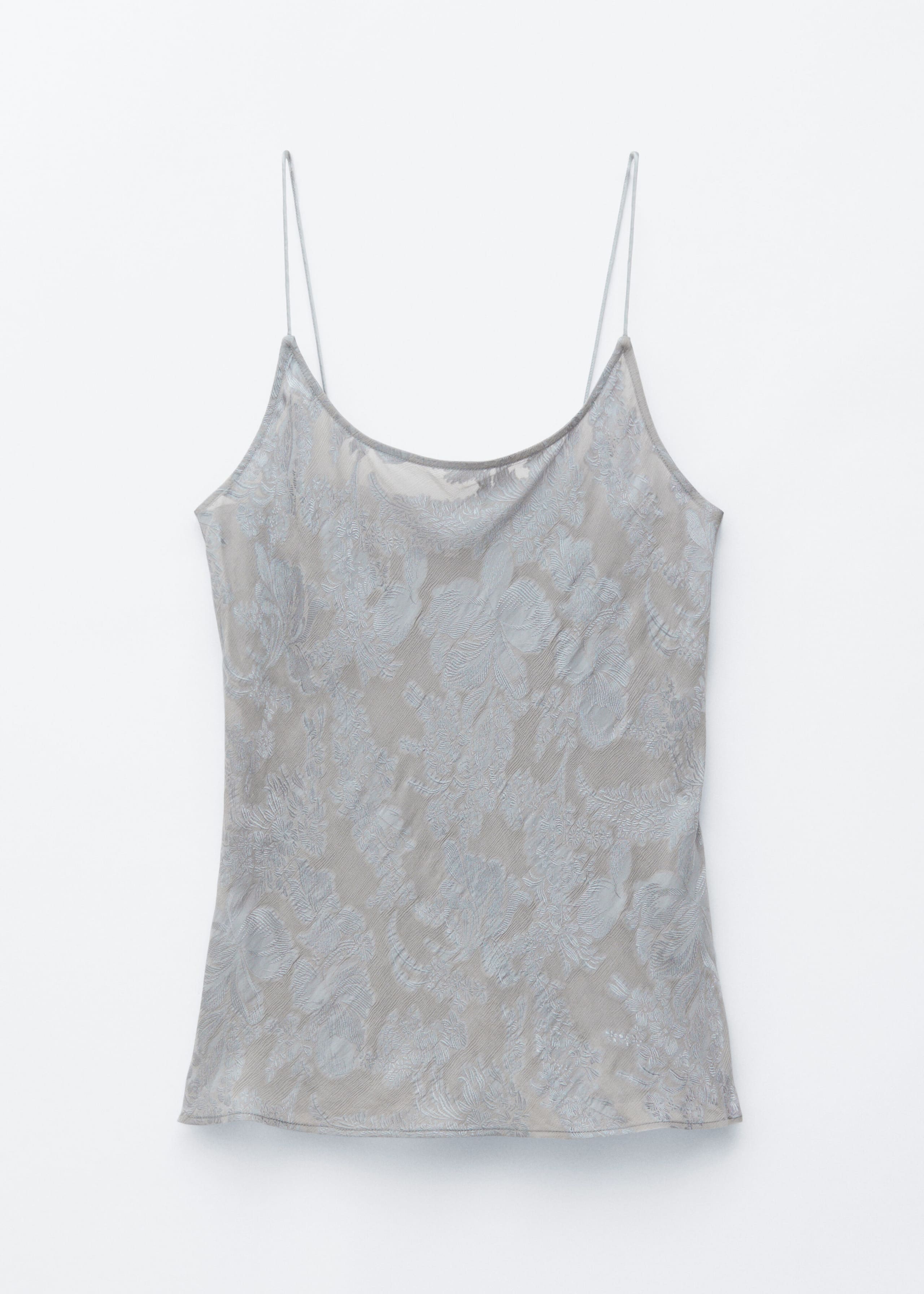 Sheer Satin Jacquard Camisole - Grey - Still Life
