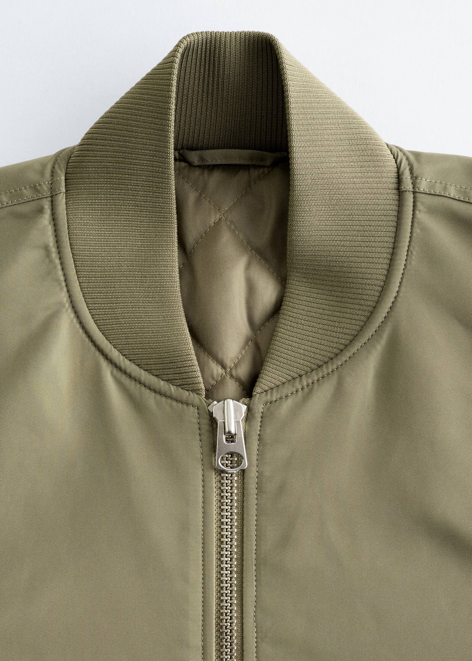 Dlhá Bomber Bunda - Khaki zelená - 3