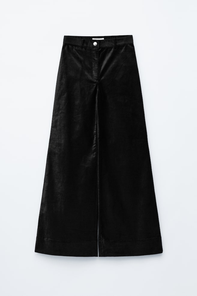 Pantalones de terciopelo acampanados - Negro/Marrón oscuro - 1