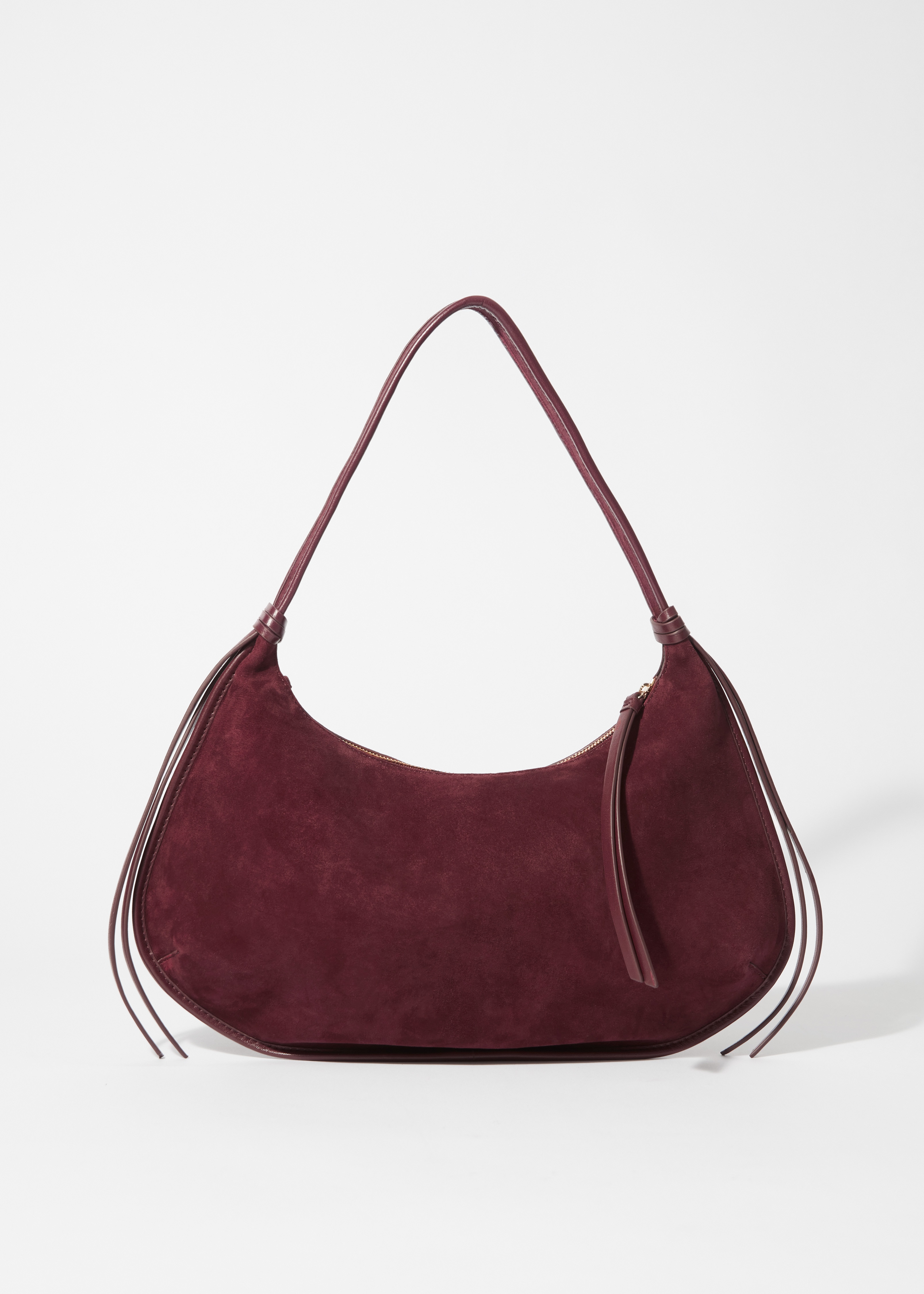 Strapcová semišová kabelka cez rameno - Bordové/Čierna/Hnedá/Svetlá béžová