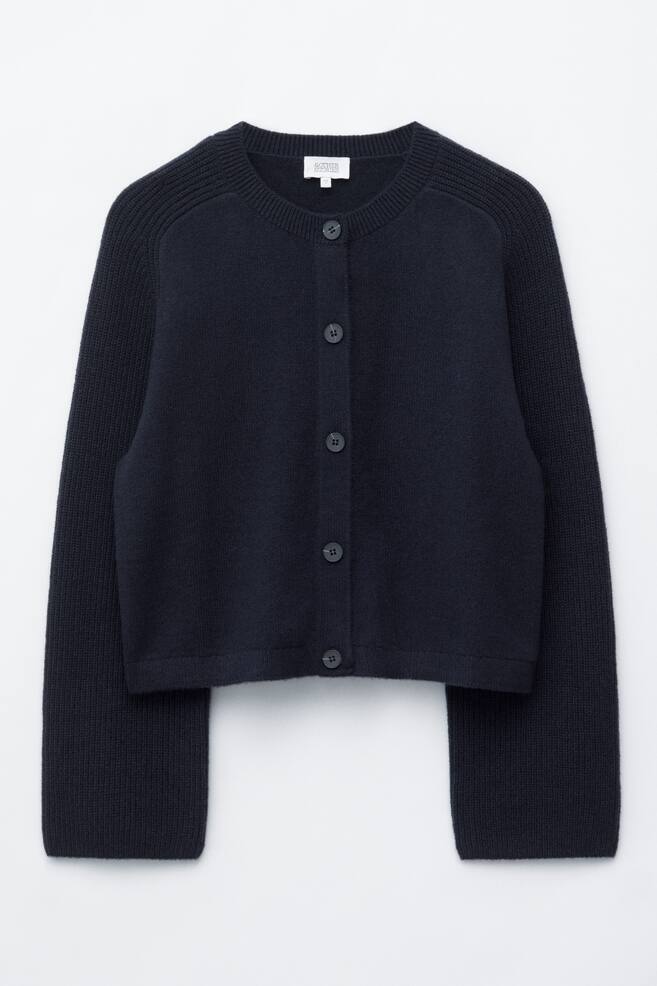 Cardigan Lejer din Lână și Bumbac - Bleumarin/Taupe - 1