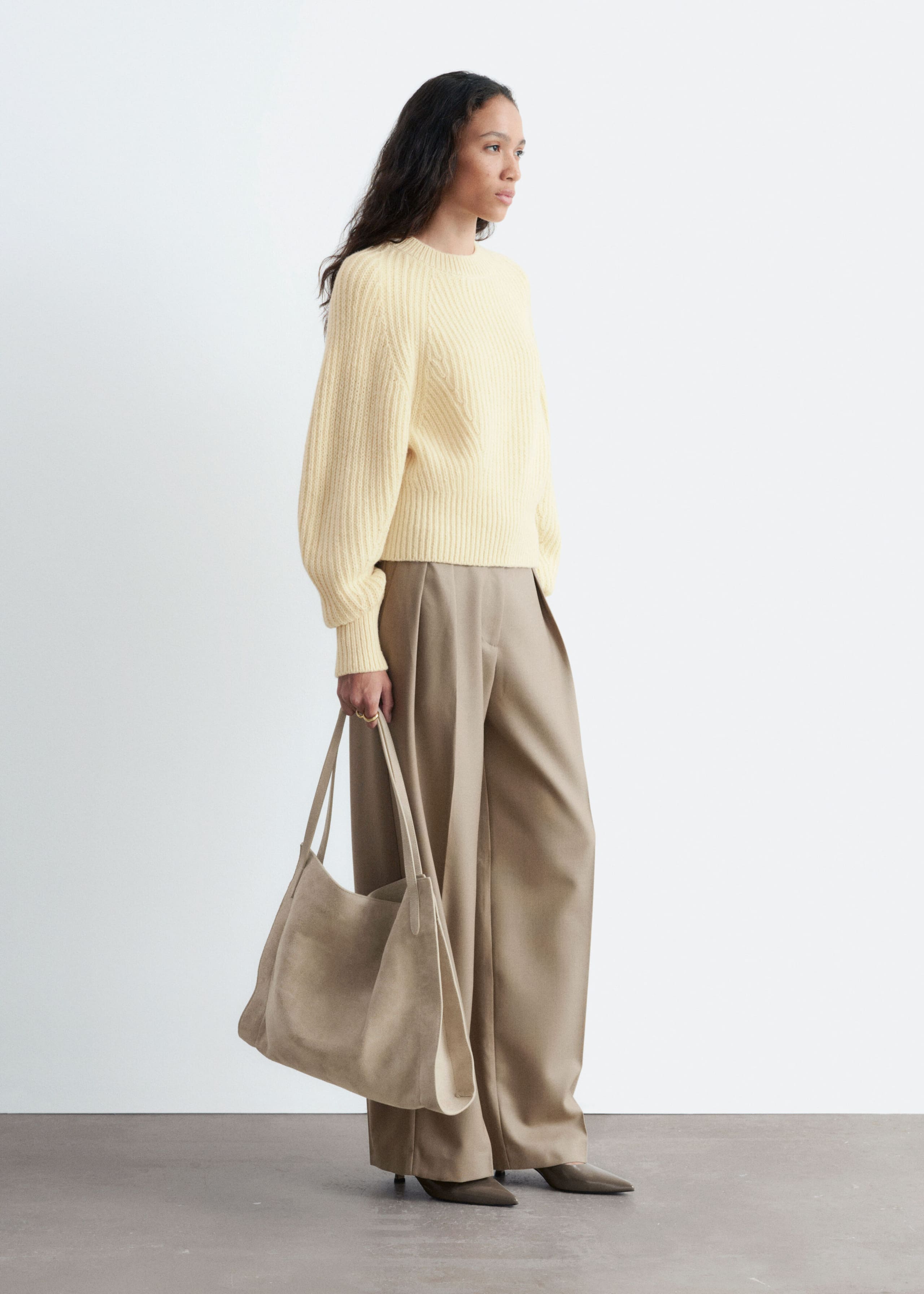 Elegante broek van een wolmix - Donkerbruin - Lookbook