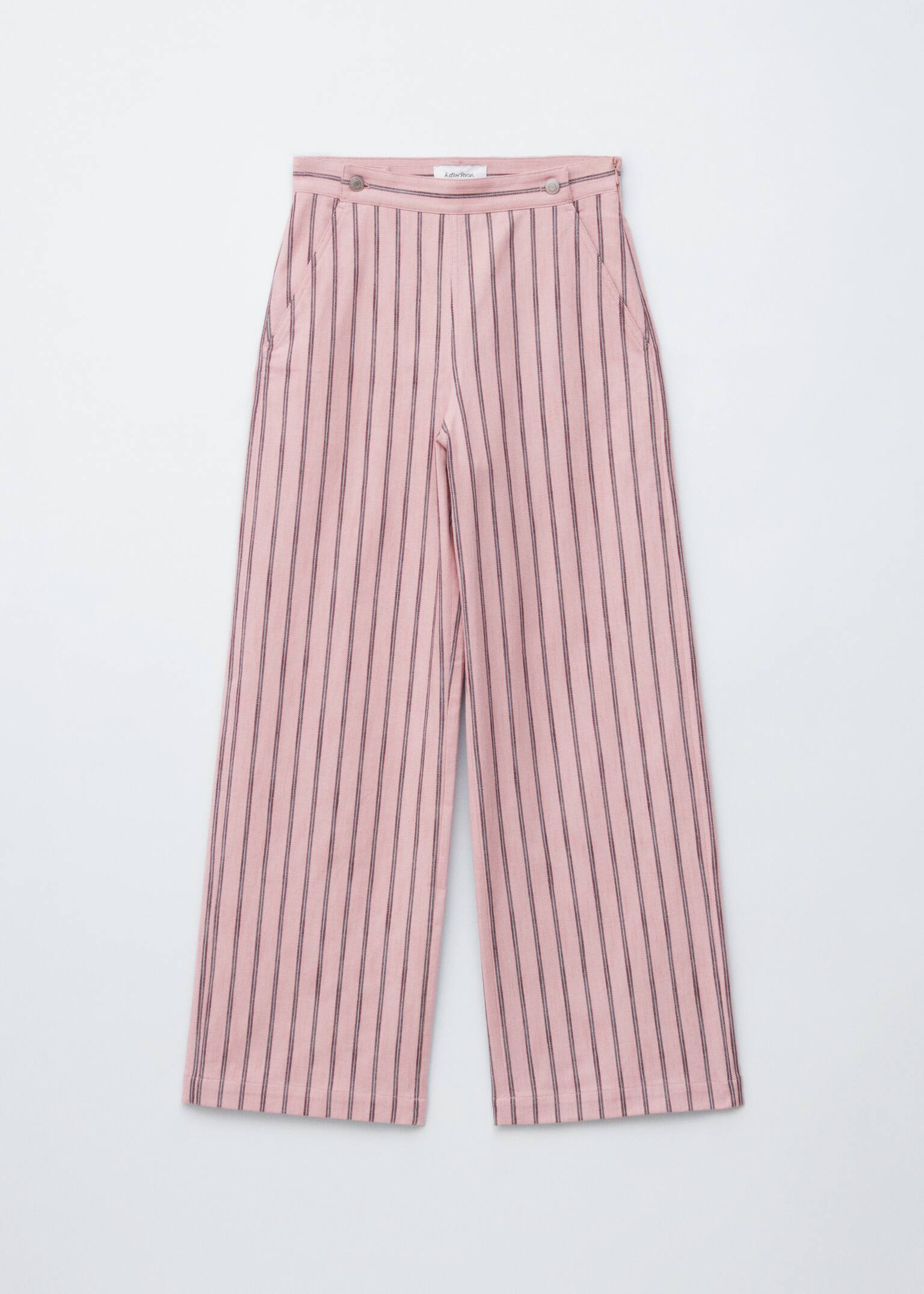 Gestreifte Hose aus Baumwolle - Rosa/Weinrot gestreift/Navyblau/Weiß gestreift - 2