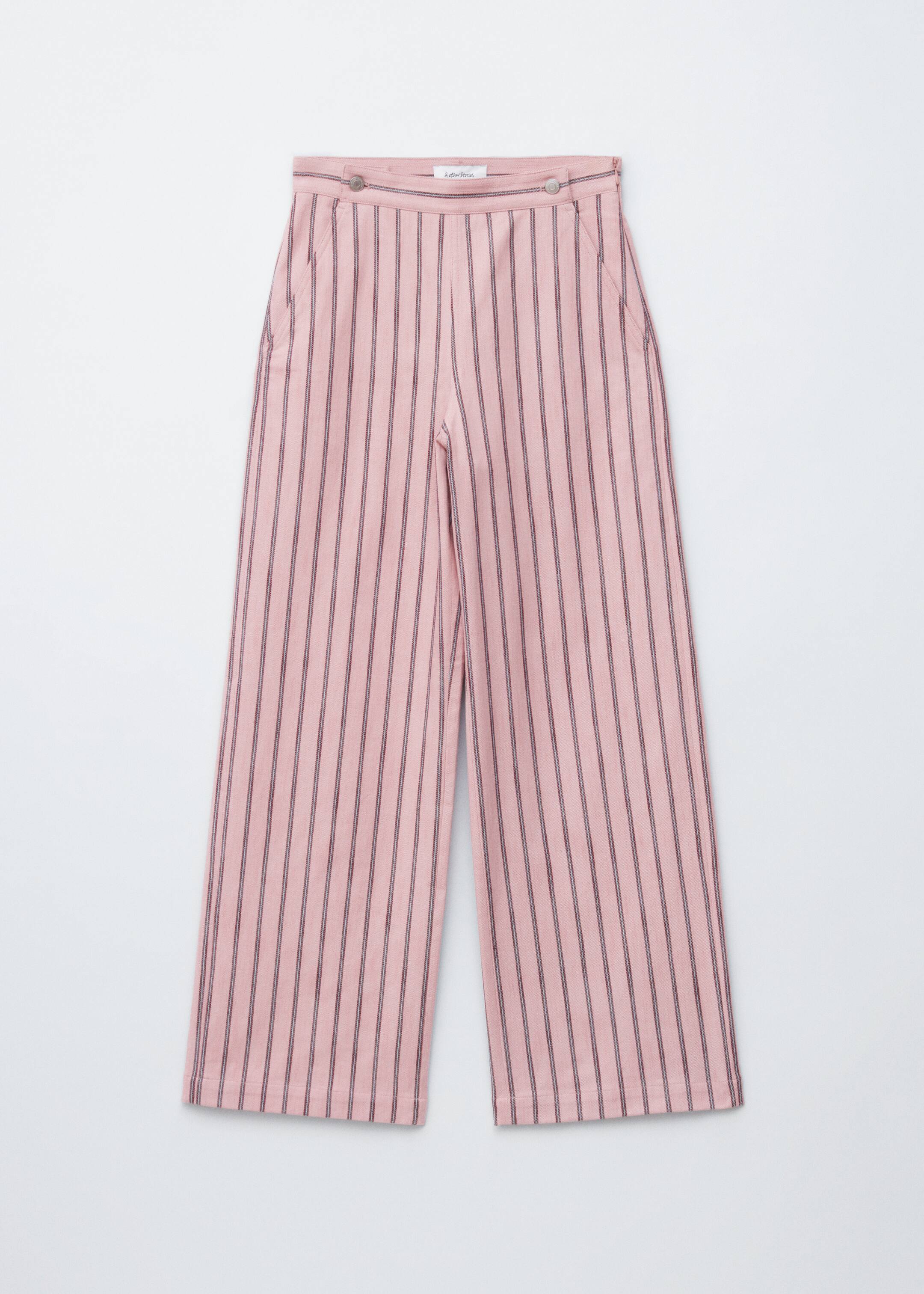 Visa större bild: Randig bomullsbyxa - Rosa/vinröd/randig - DAM | H&M SE 6