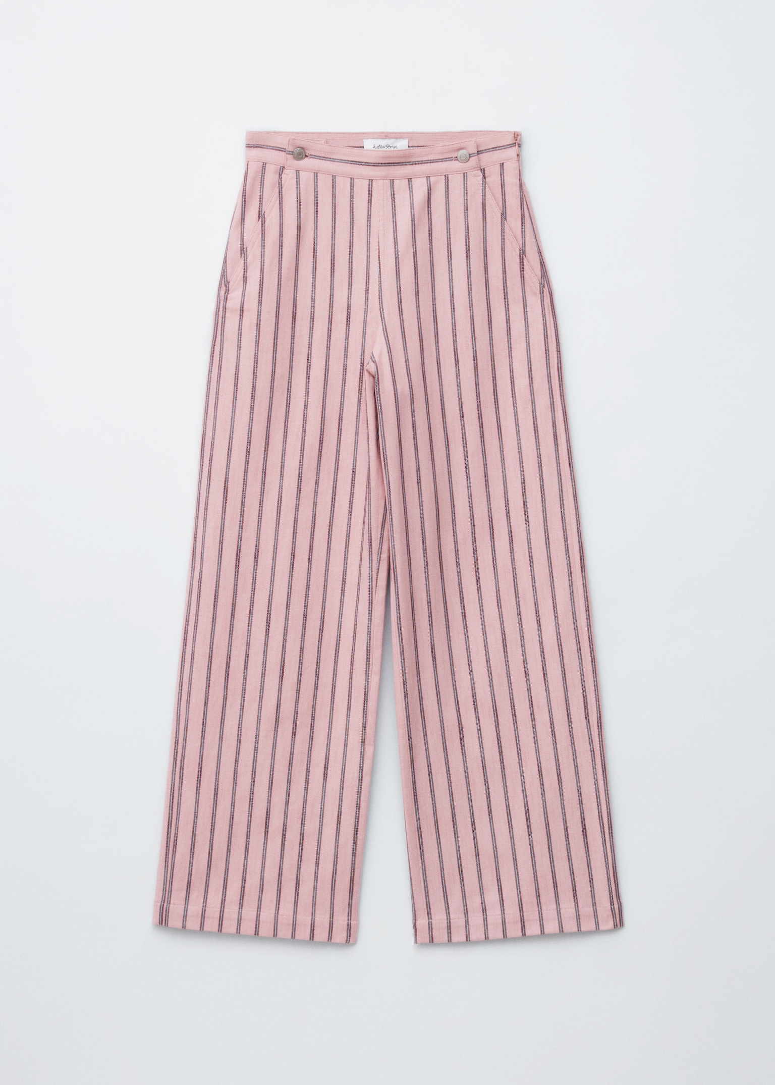 Katoenen broek met strepen - Roze/bordeauxrode strepen/Marineblauwe/witte strepen