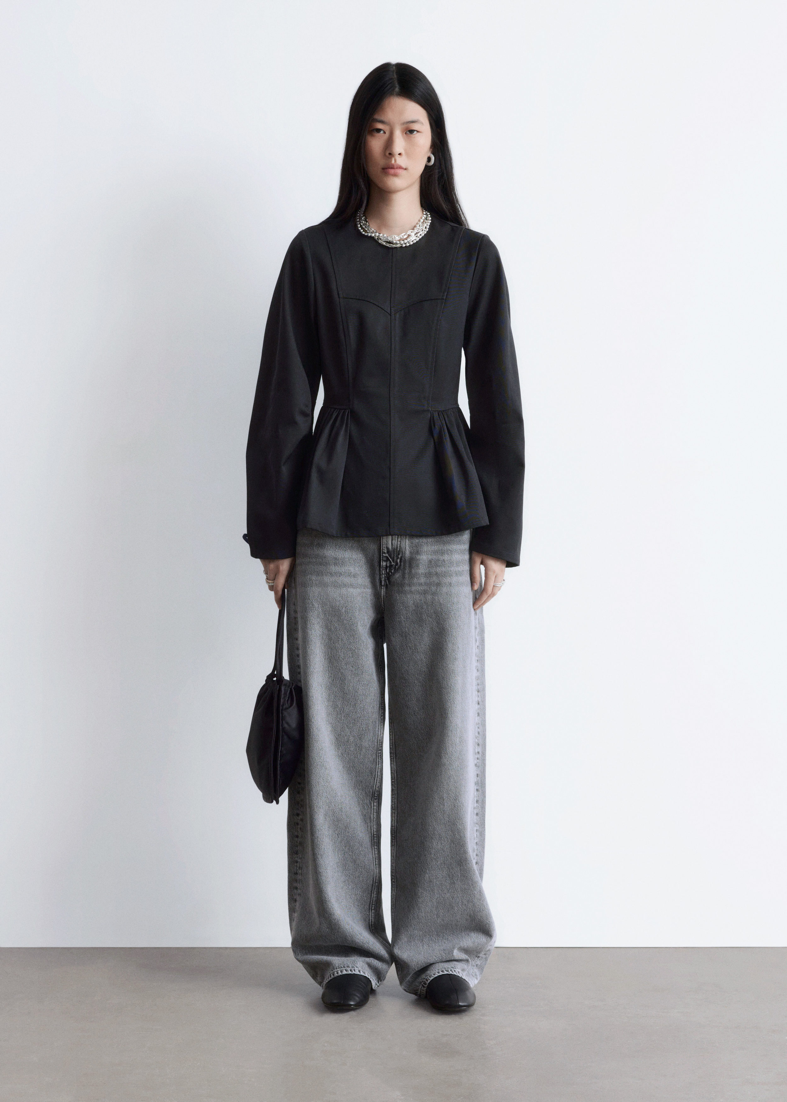 Cotton Peplum Top - Black - & Other Stories US