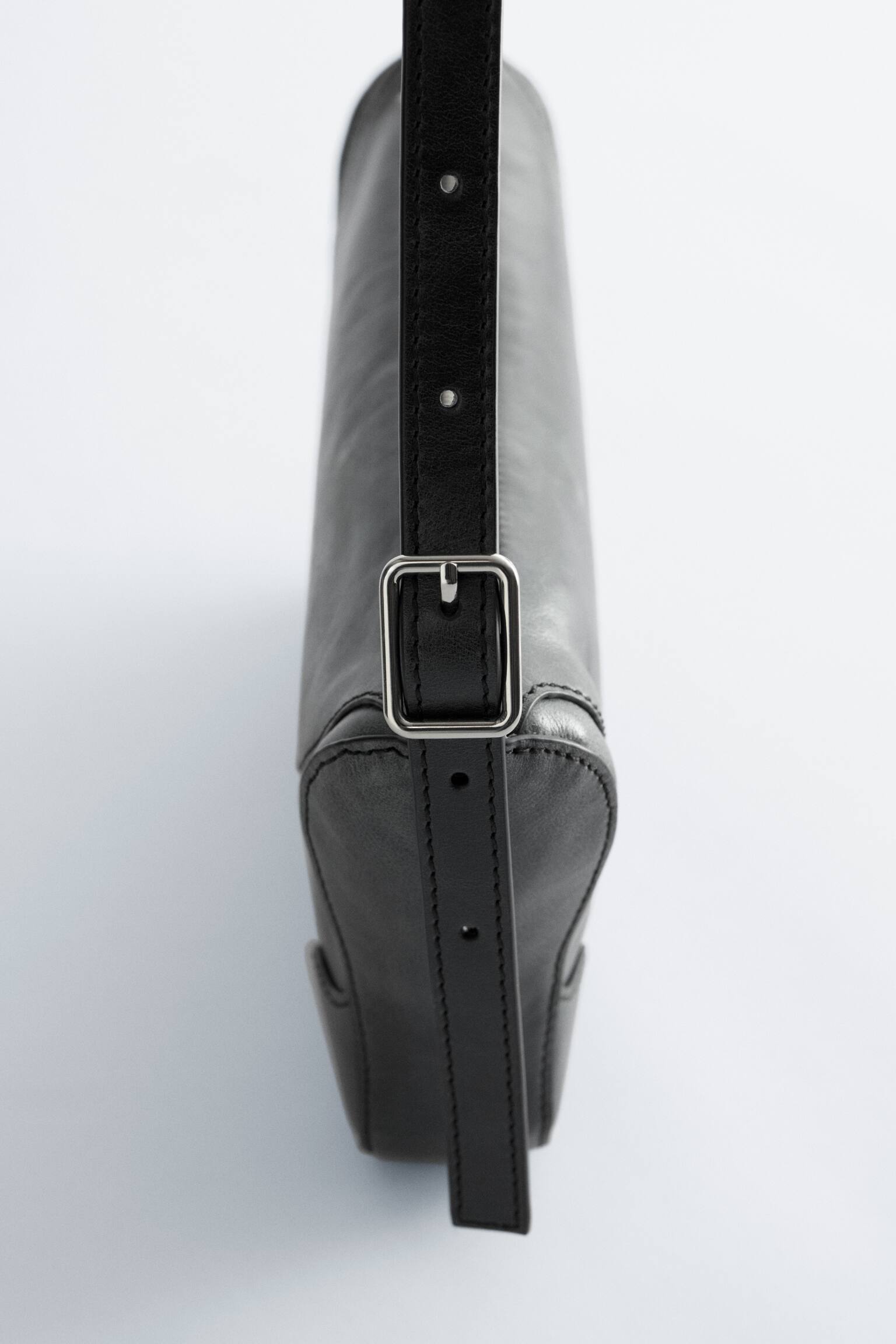 Rektangulær crossbody-taske i læder - Sort læder/Kakigrønt ruskind - 3