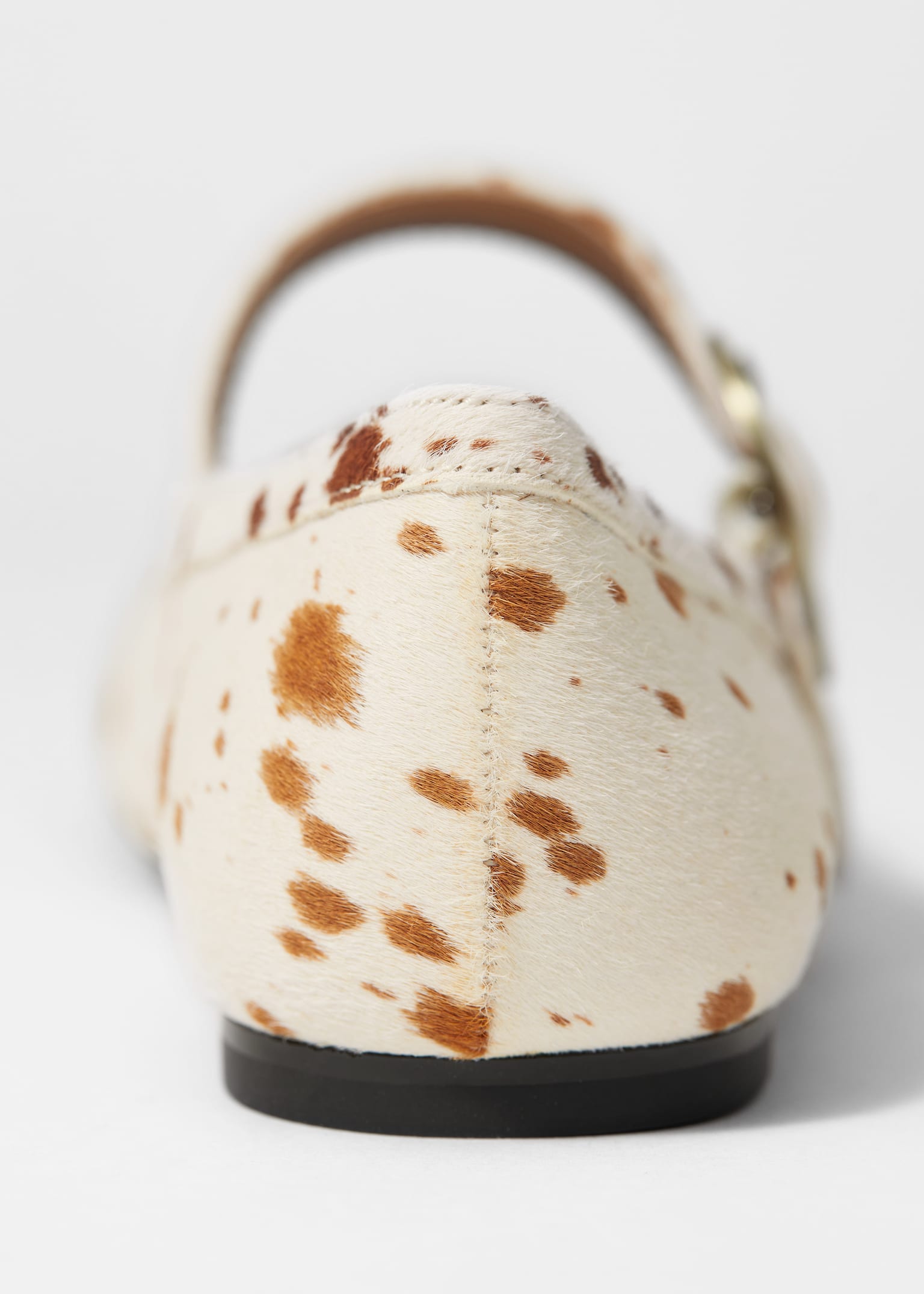 Mary Jane ballerina's - Crème koeienprint/Donkerbruin krokodillenmotief - 3
