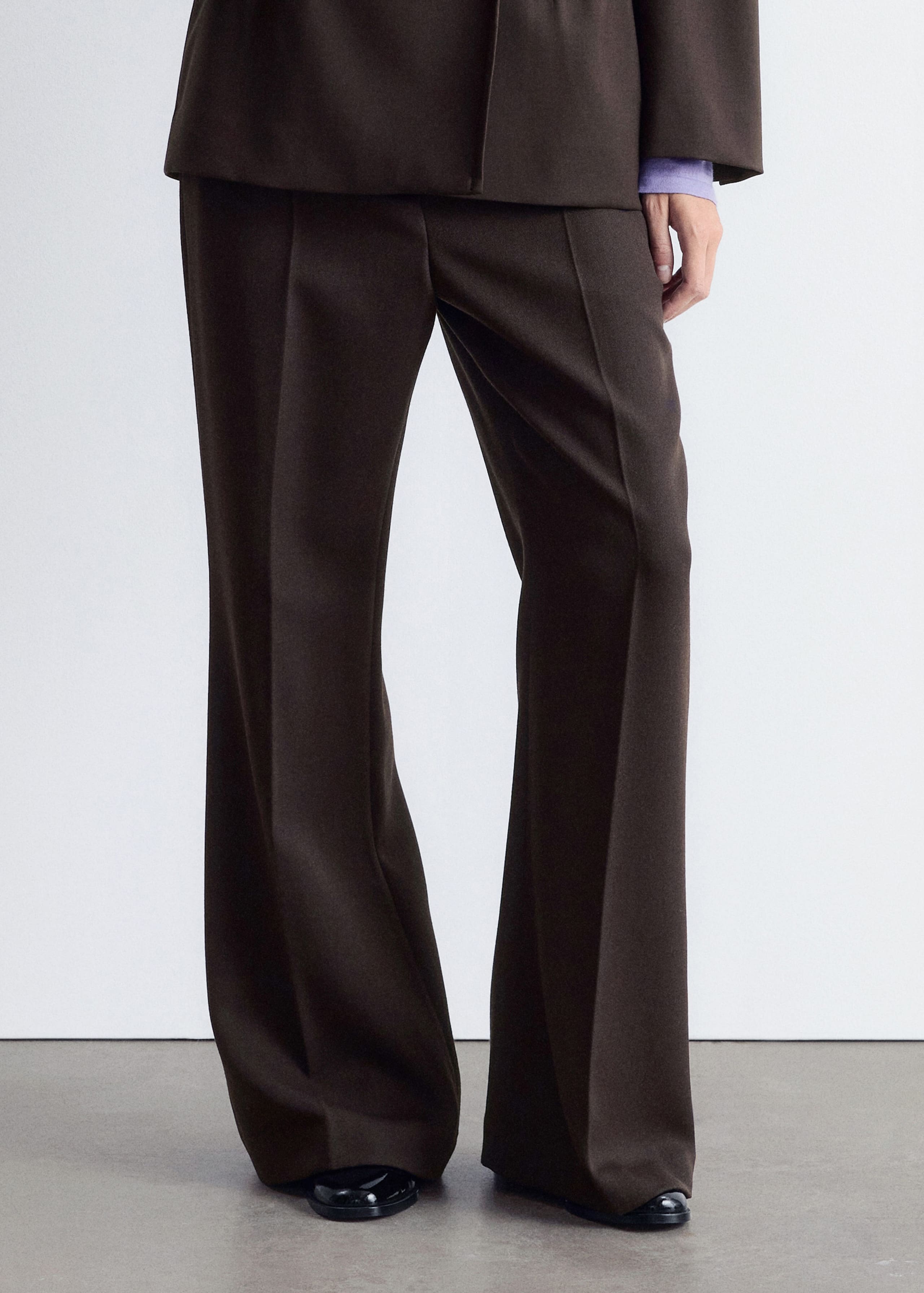 Image of Flared Press-Crease Wool Trousers