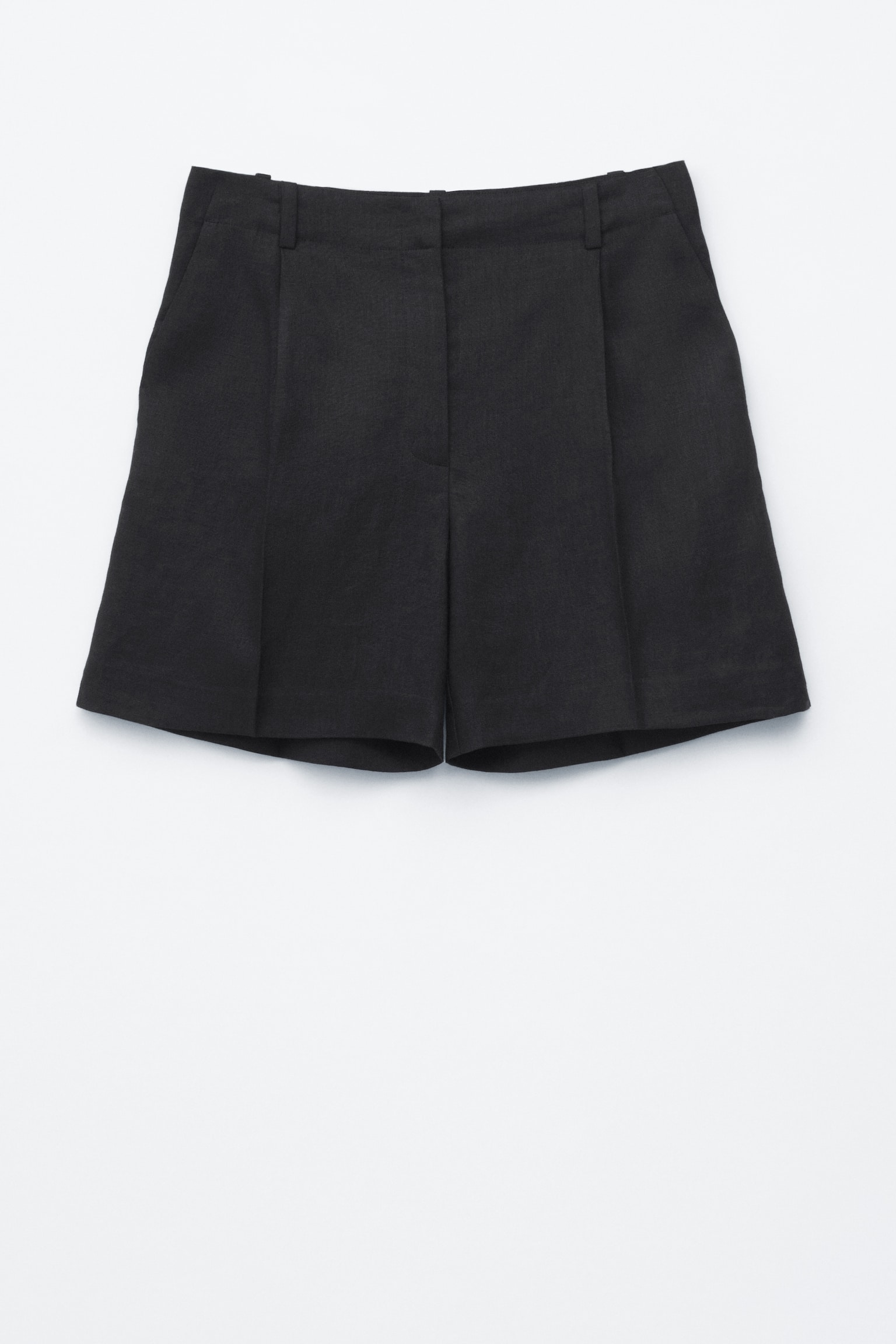 Hørshorts med læg - Black/Mørkebrun/Beige/Varm taupe - 1