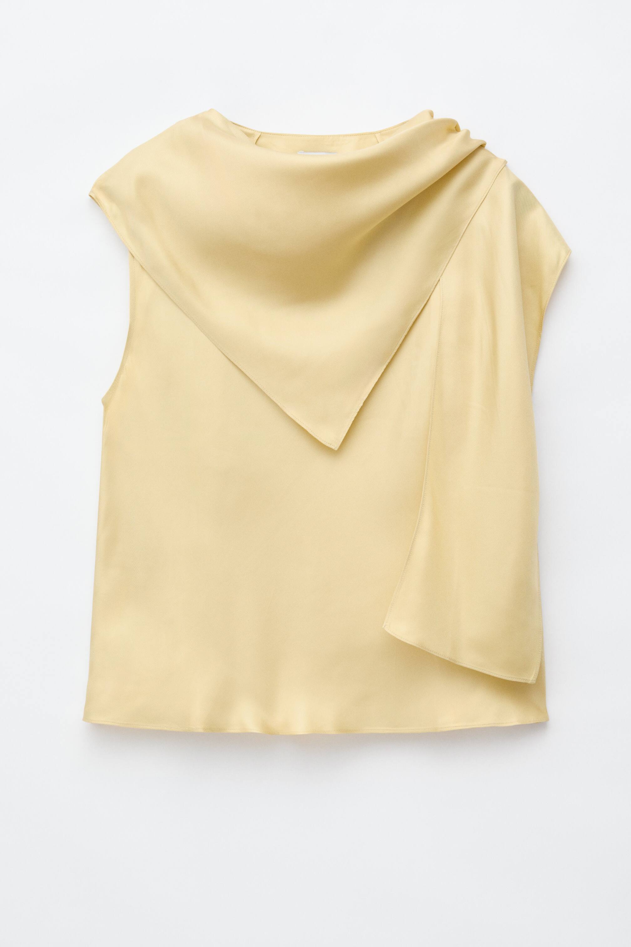 הצגת תמונה גדולה יותר: Silk Cowl Neck Scarf Top - צהוב בהיר - Ladies | H&M IL 1