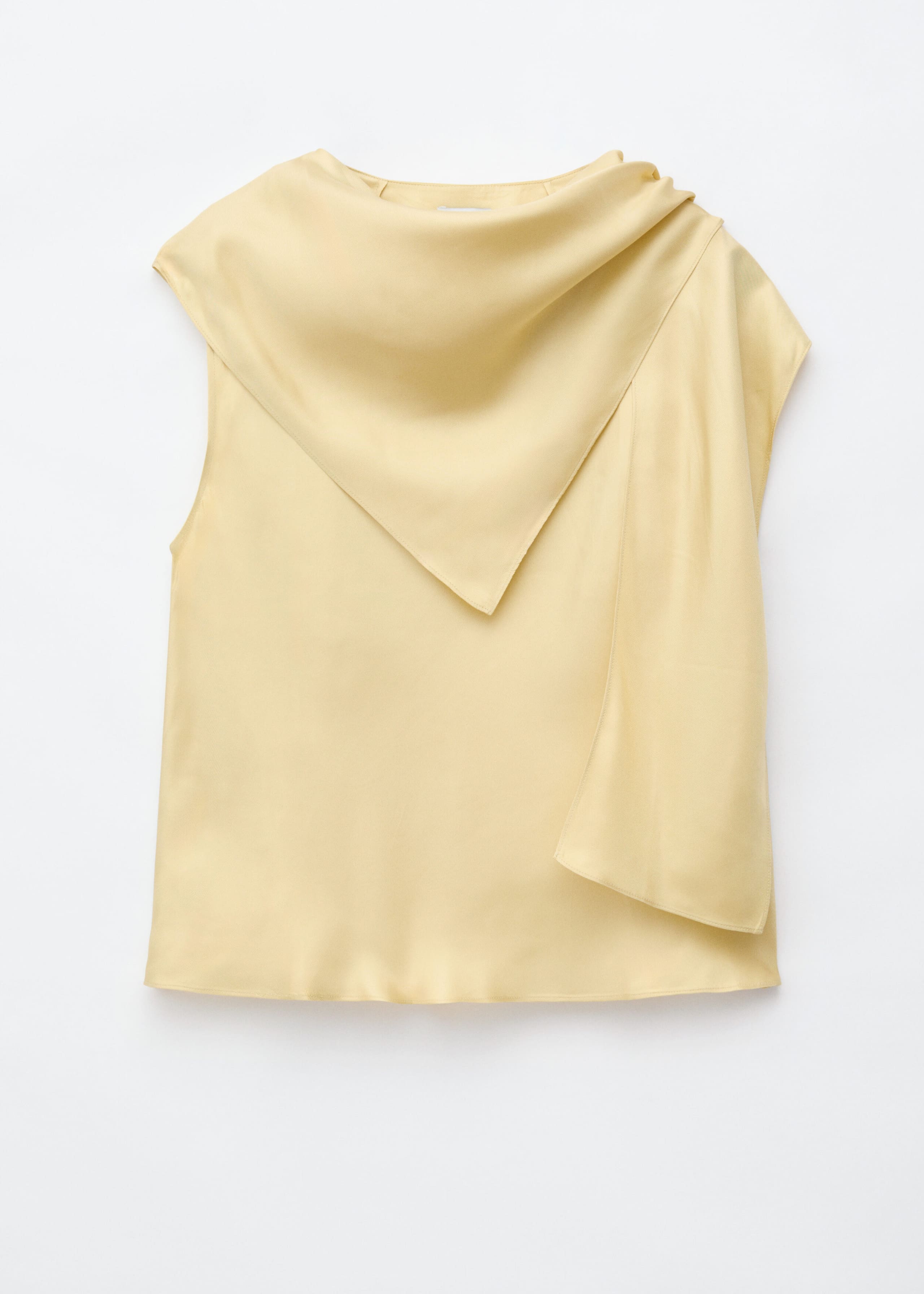 Silk Cowl Neck Scarf Top - Light Yellow - Still Life