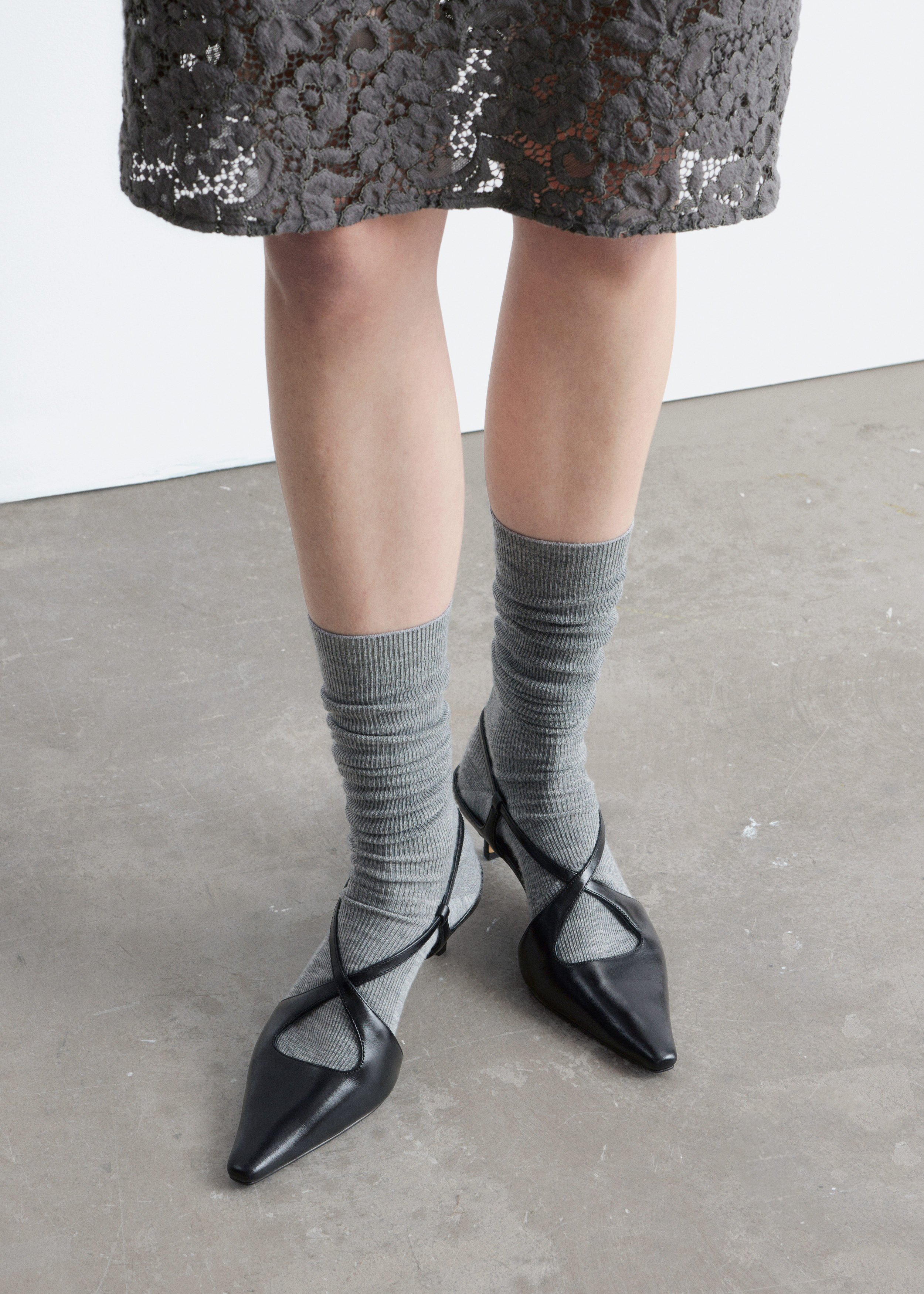 Criss-Cross Leather Slingback Pumps by & Other Stories