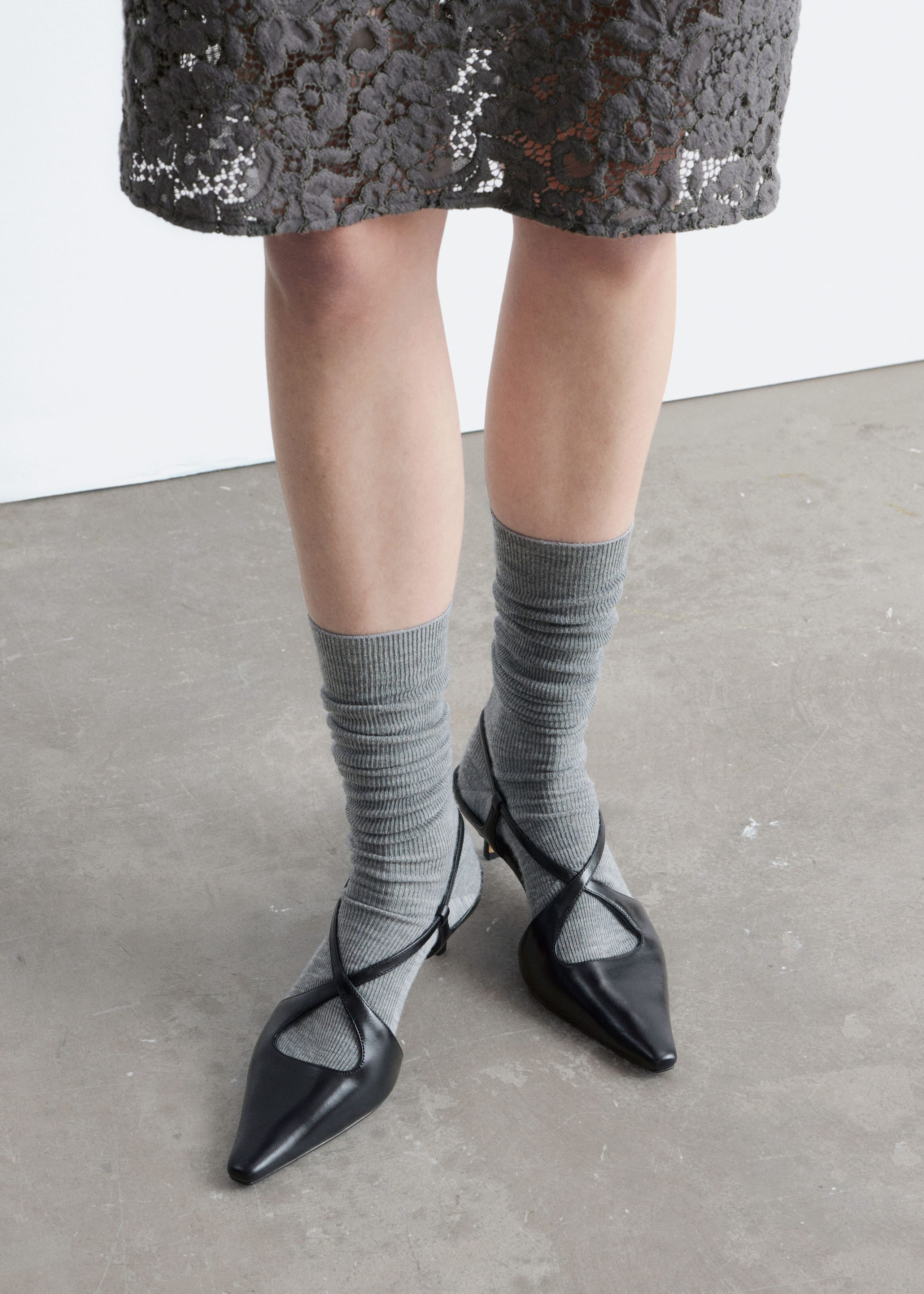 Image of Criss-Cross Leather Slingback Pumps