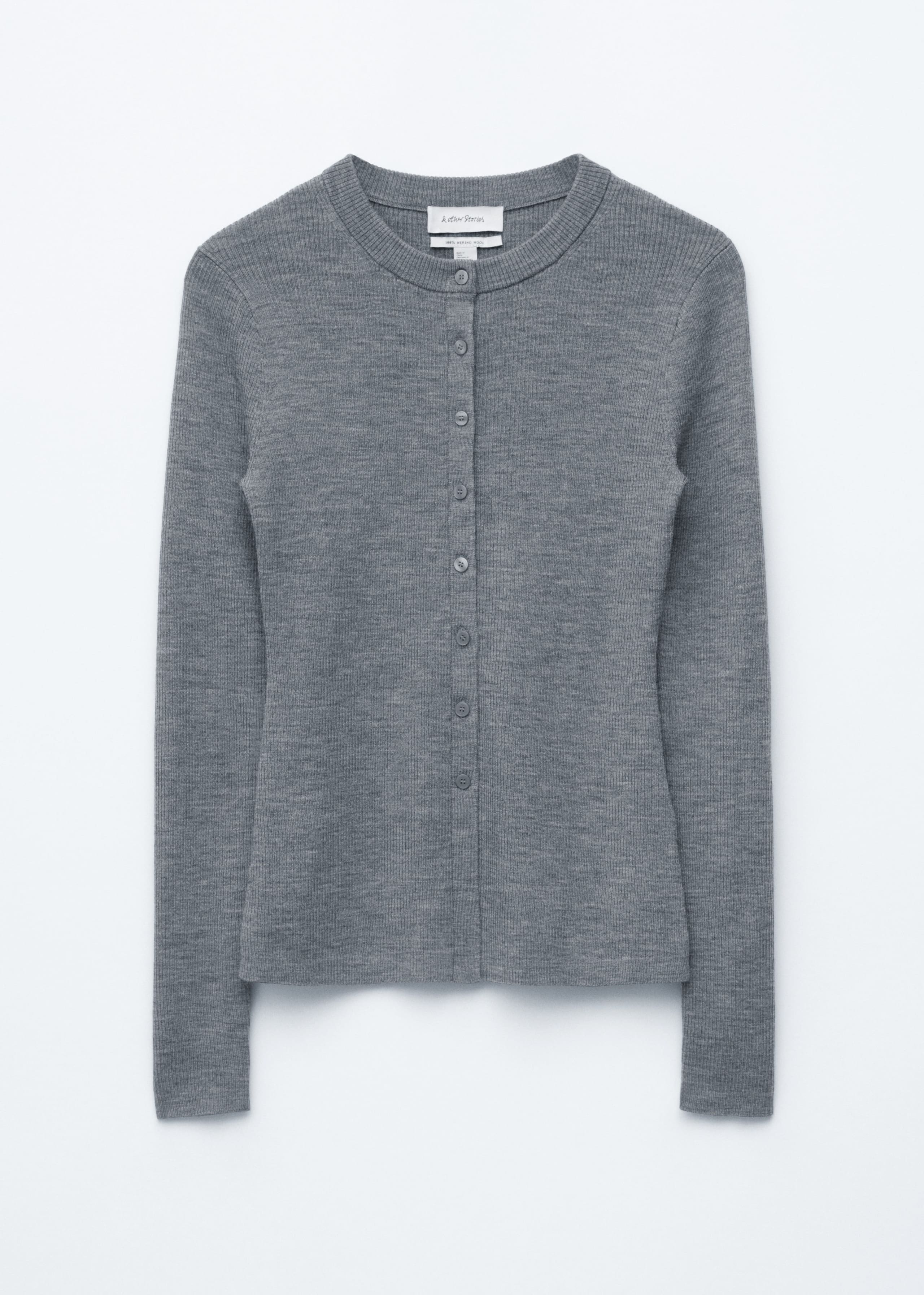 Image of Rib-Knit Merino Wool Cardigan